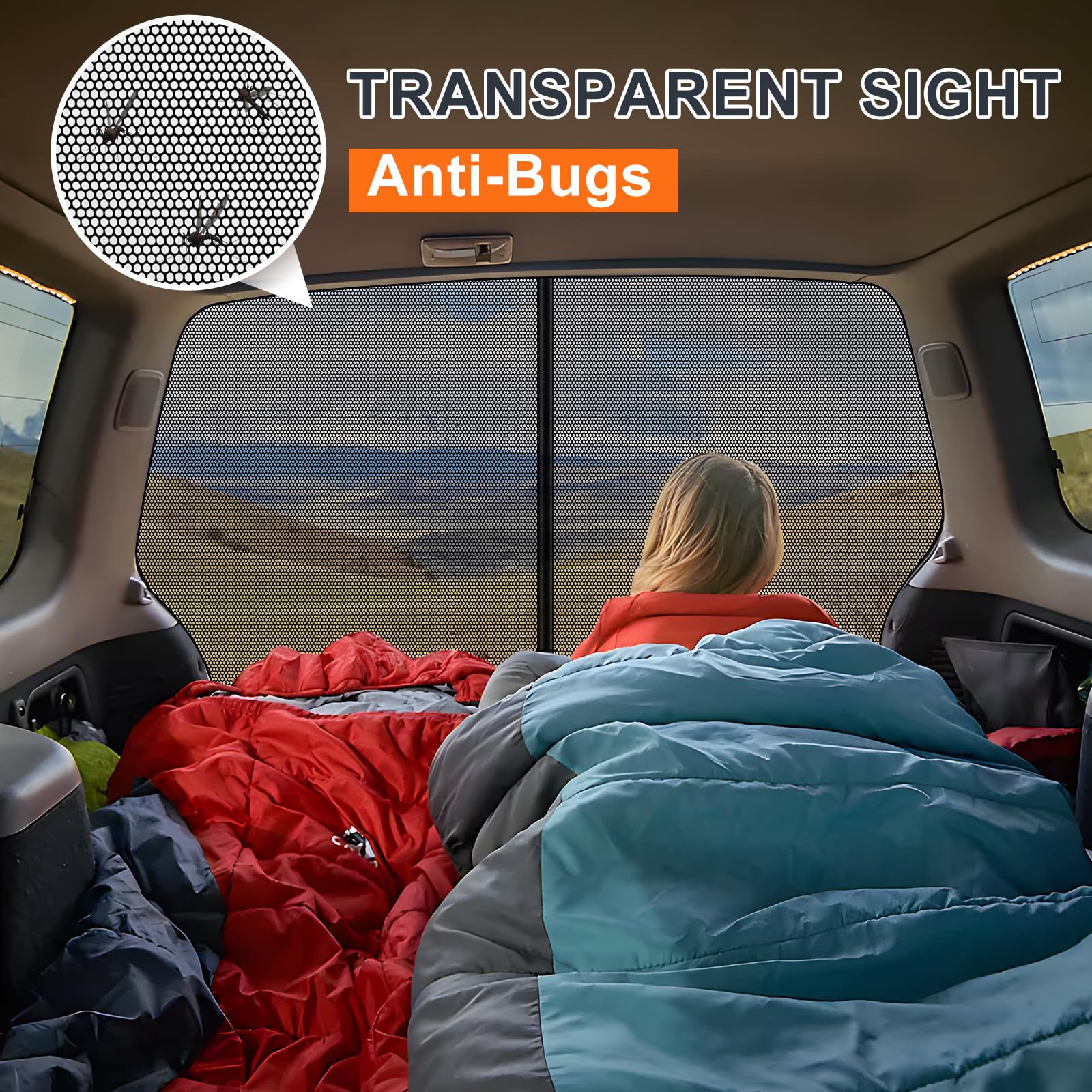 ZATOOTO Moskitonetz mit Reißverschluss für VW T5 T6 Heckklappe, Fliegengitter Insektenschutz & Sonnenschutz, Camping Zeltnetz für die Hecktür