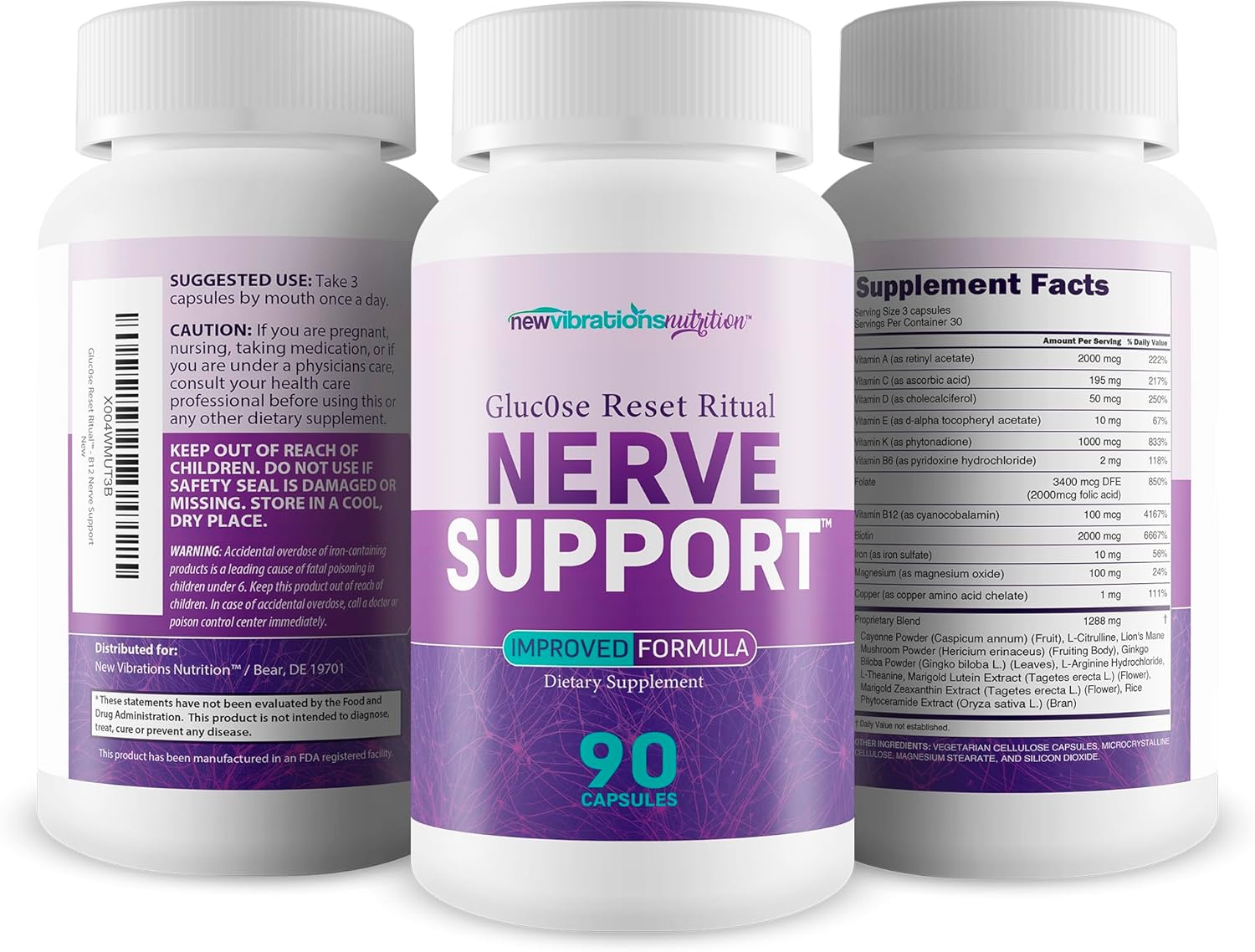 Gluc0se Reset Ritual Nerve Support Supplement - Our Best Neuropathy Support Supplement - B12 Nerve Health Vitamins - B12 Vitamins for Nerve System - Nervous System Vitamin B Complex for Nerve Damage