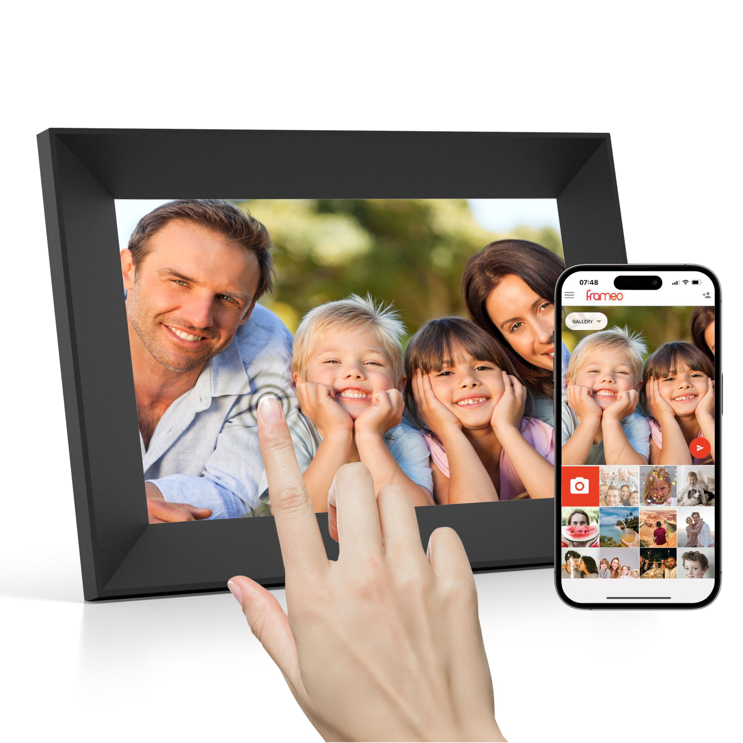 Cornice digitale Wi-Fi Tibuta da 10,1 pollici, touch screen IPS 1280 x 800, cornice elettronica, rotazione automatica, montaggio a parete, può visualizzare foto e video tramite APP (8 Pollici)