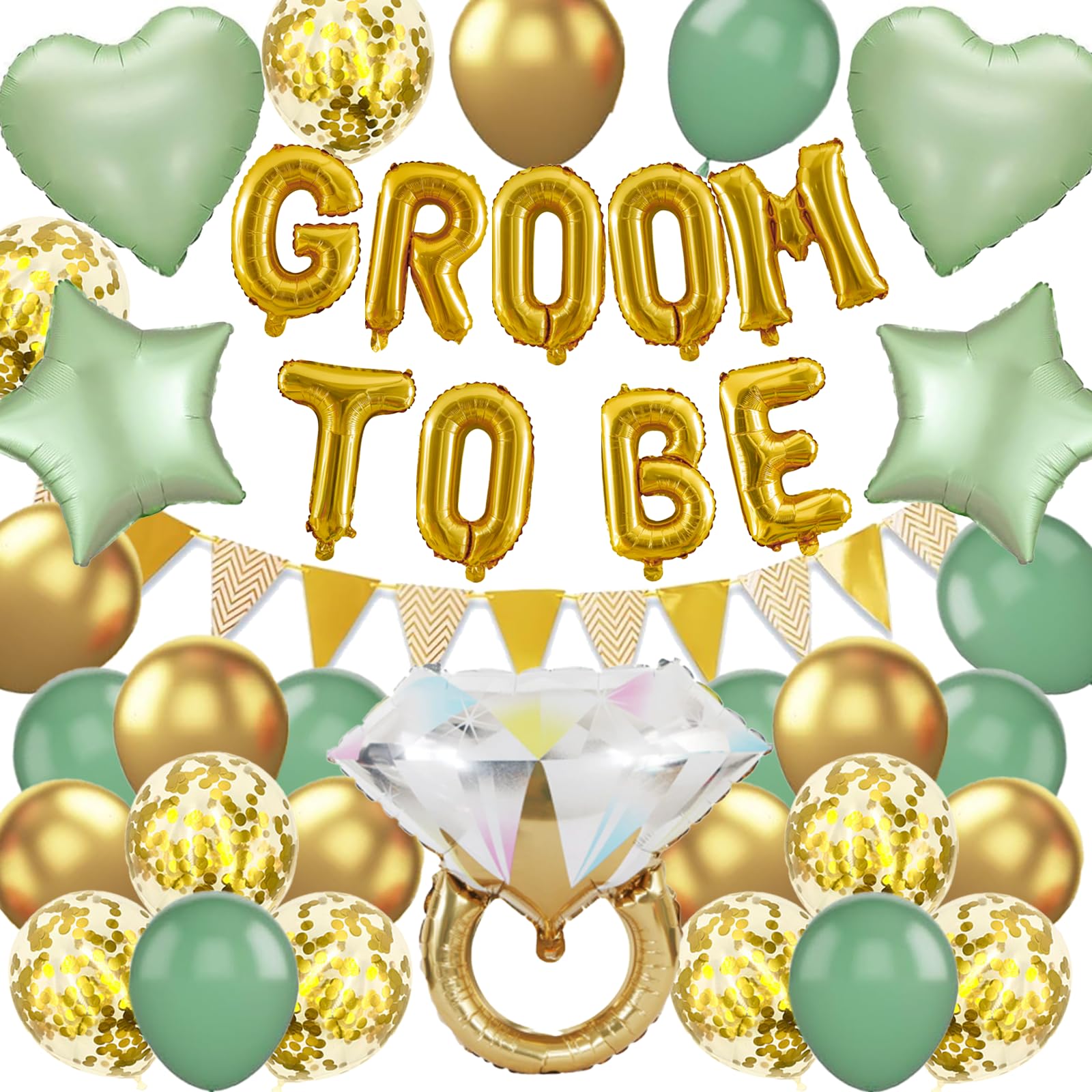 Groom to Be Party Decorations Balloons - 39Pcs Bridal Shower Decorations with Groom to Be Foil Balloons, Silver Confetti Balloon, Banner - Hen Night Party Supplies for Bachelorette Engagement Wedding