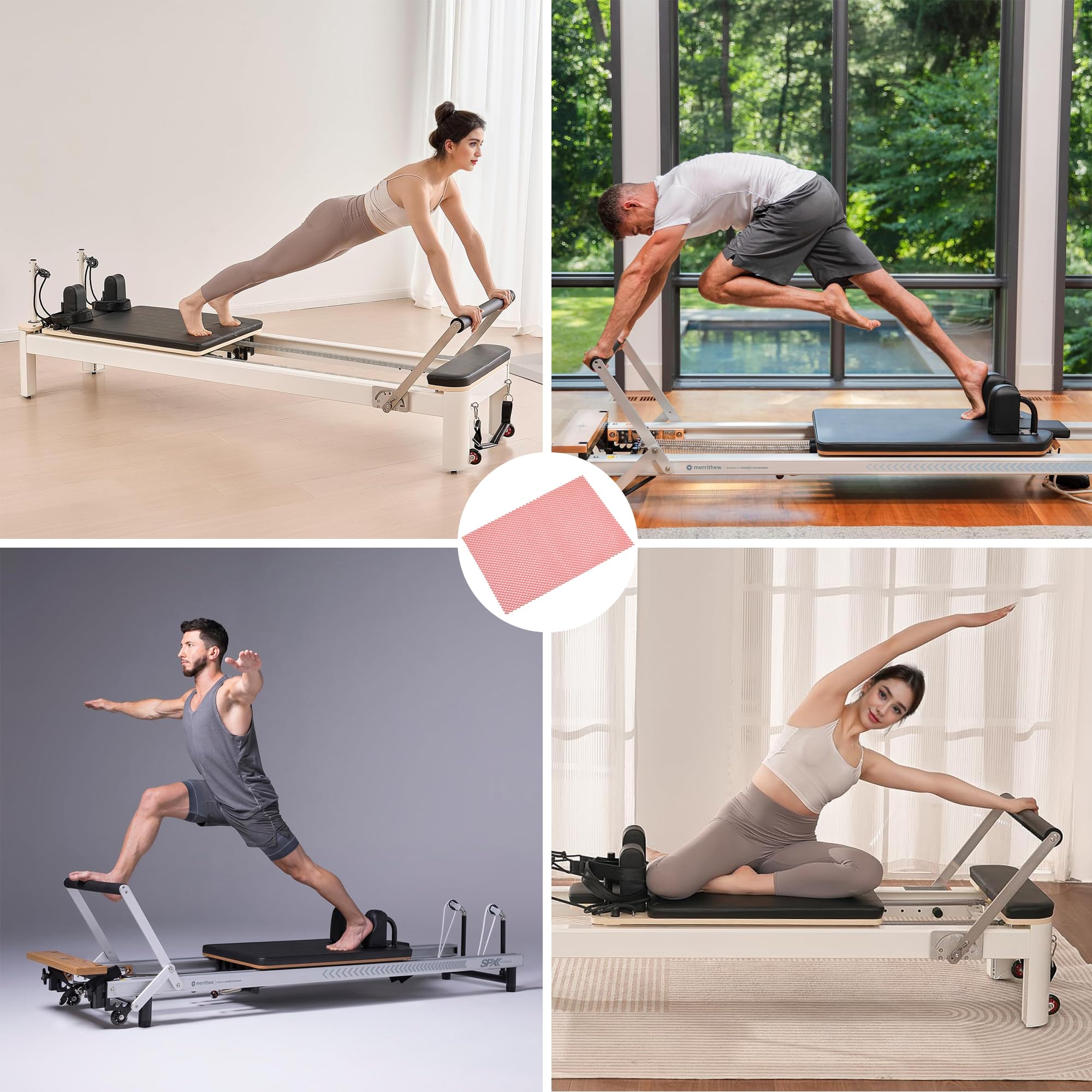 2 Piezas Alfombrilla Antideslizante Pilates para máquina Pilates Reformer Alfombrilla Antideslizante Pilate Unisex, Fitness, Alfombrilla con Asas Entrenamiento de Fuerza