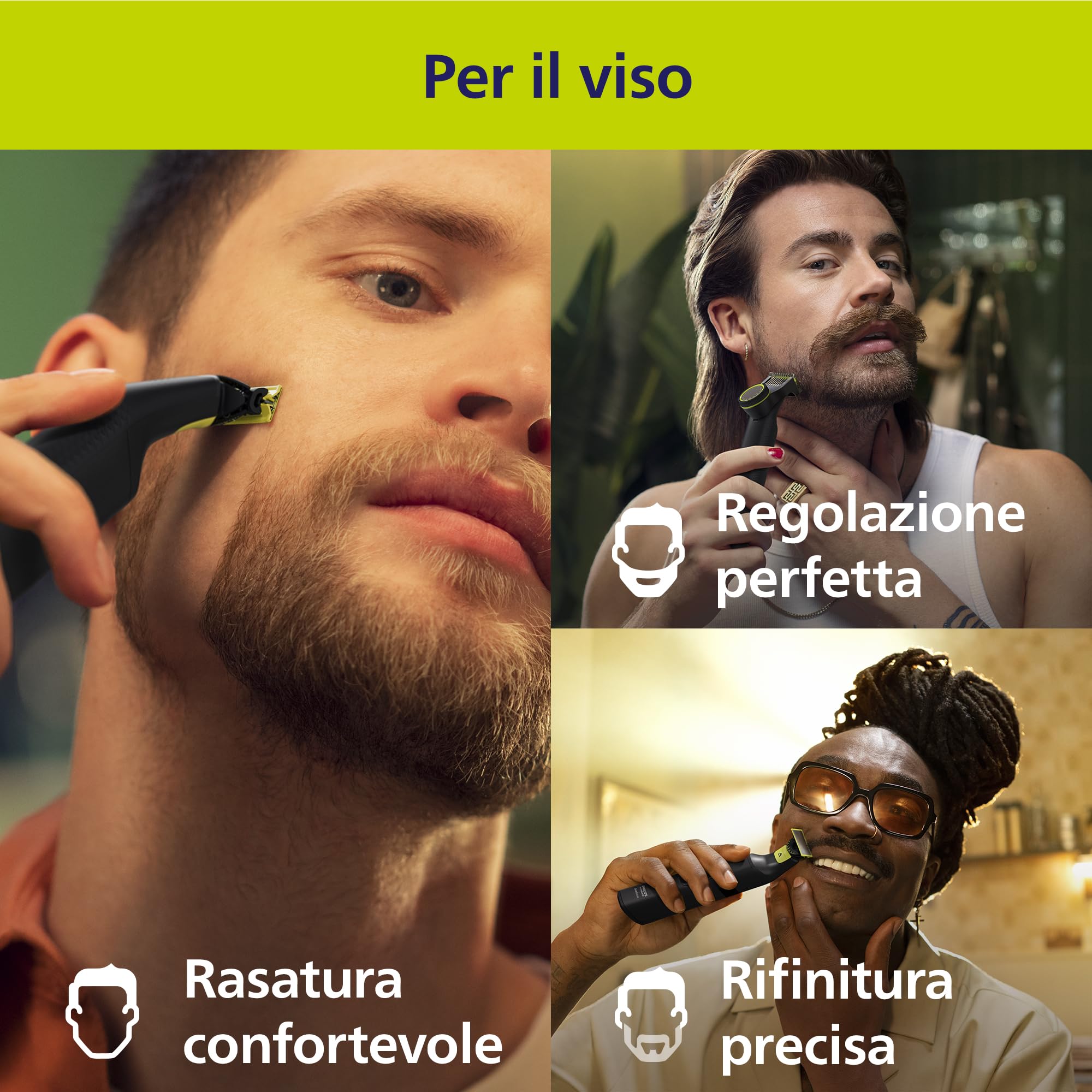Philips OneBlade Pro 360 Autentico Regolabarba elettrico per viso e corpo, rasoio e depilatore, 3x 360 lame, 1x pettine da 20, 1x kit corpo, 1x supporto di ricarica, 1x custodia da viaggio, QP6652/35