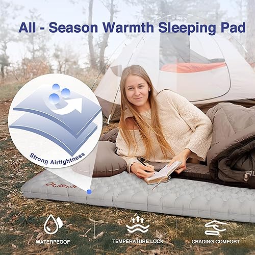 Miniatura 5 de Colchoneta de dormir ultraligera de 28 onzas, 7.2 R aislada, colchoneta de dormir ligera para acampar, senderismo, mochileros, escalada con bolsa