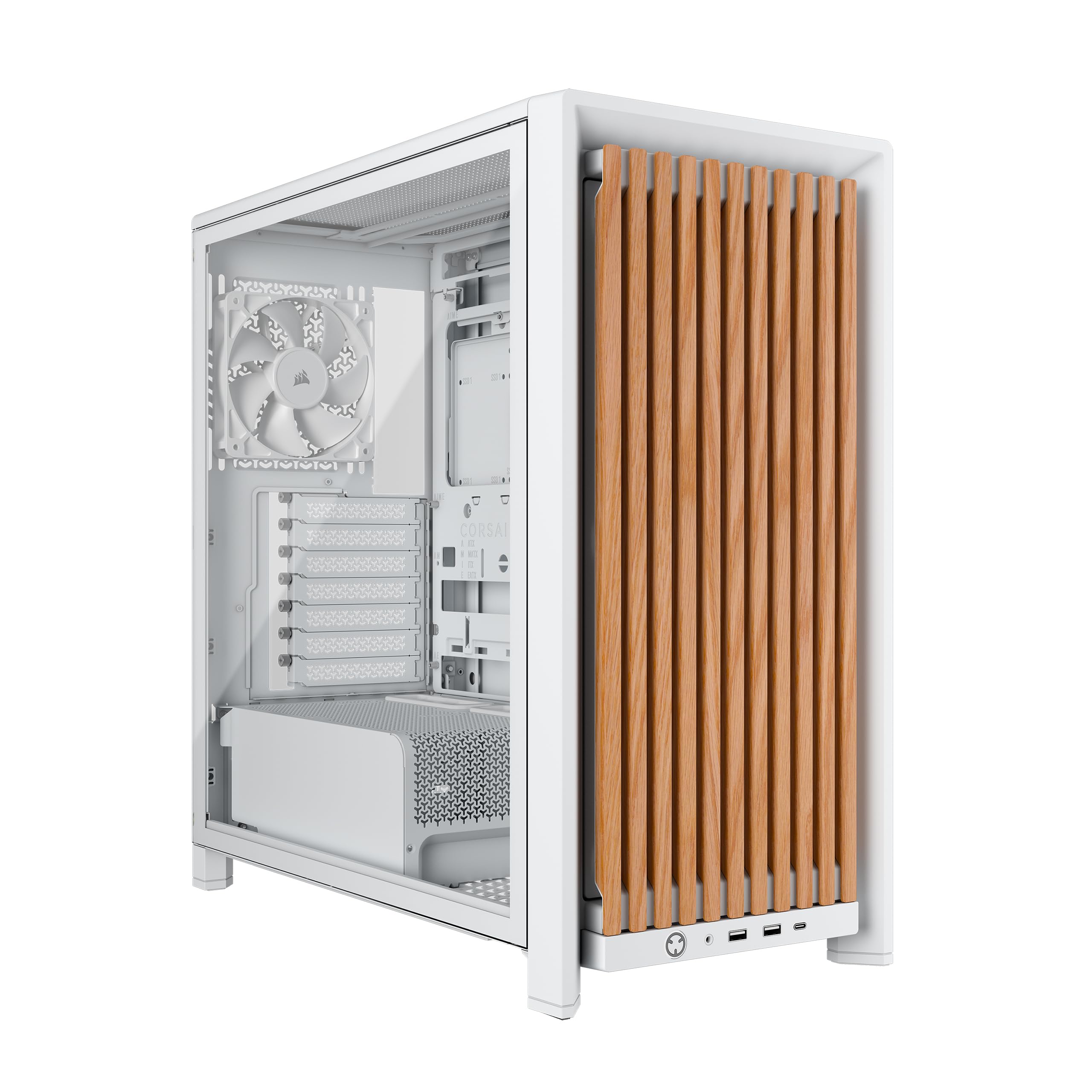Corsair Frame 4000D Wood RS Modular Mid-Tower ATX PC Case – White/Oak