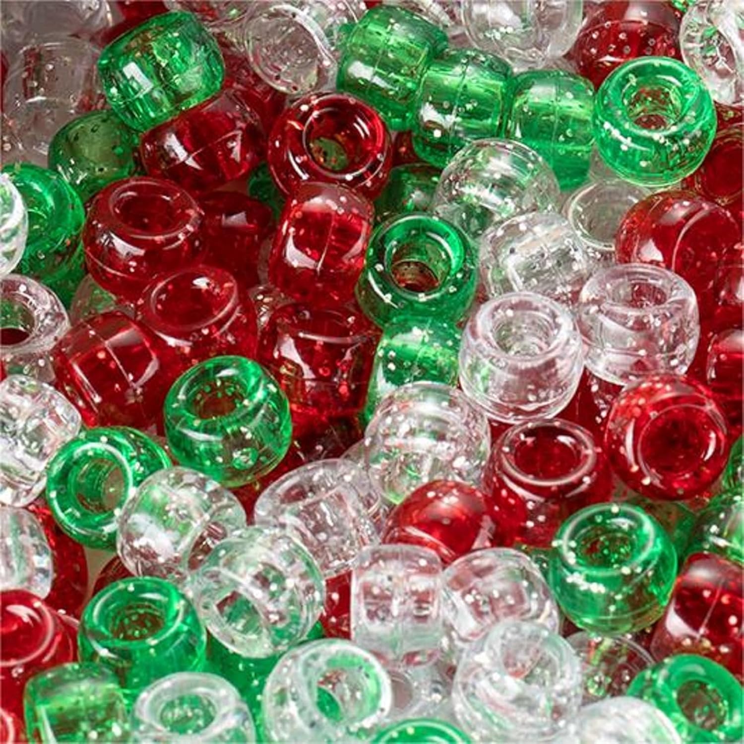 300Pcs Glitter Pony Beads Bulk - 9 x 6mm Clay Beads for Jewellery Making, Home Decoration, DIY Craft Ornament Supplies