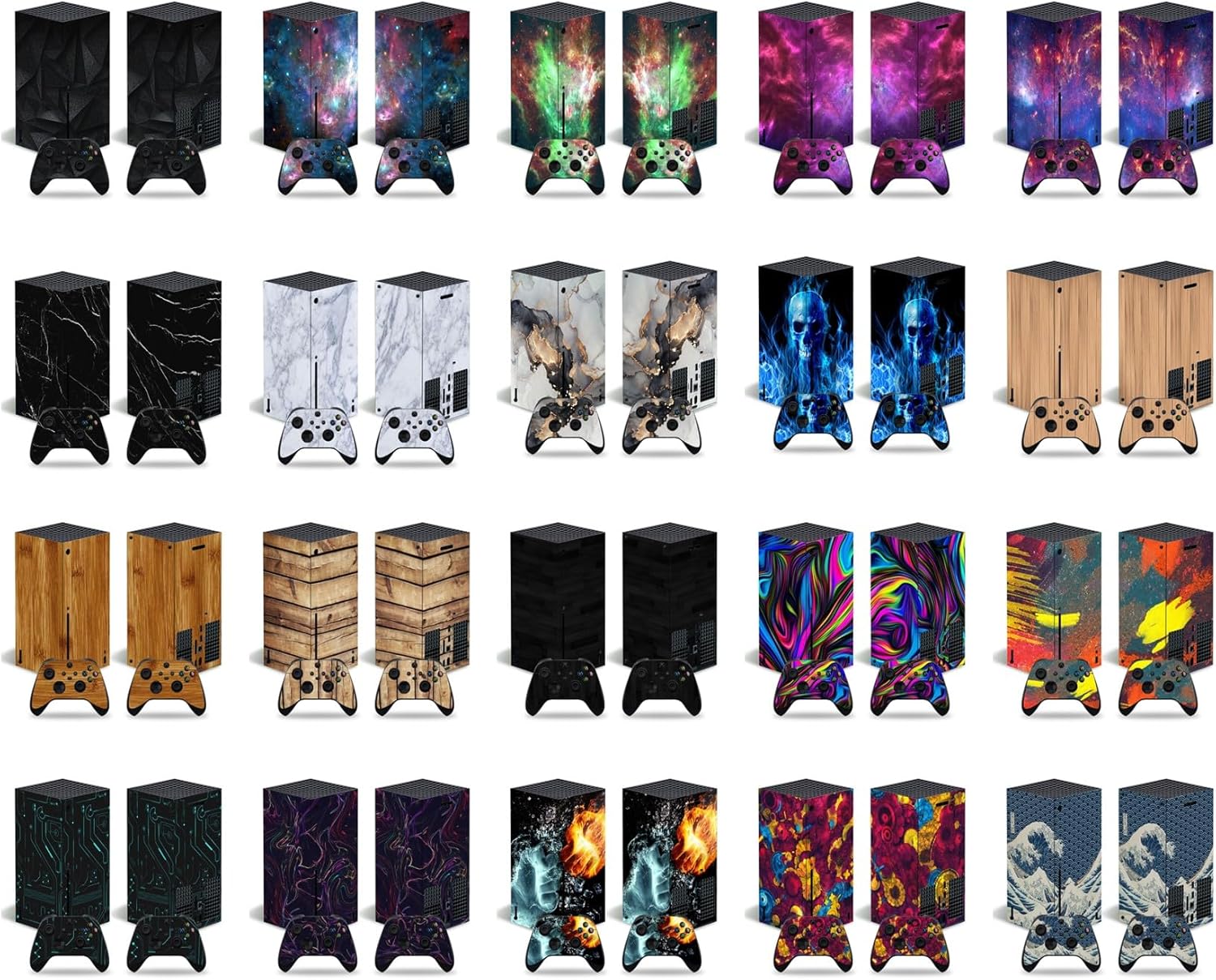 Black Skin for Xbox Series X, Protective Film Sticker for X-Box Series X Console Controllers, Skin Sticker Decal Full Cover(Dazzling)