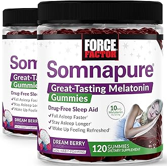 Somnapure Gummies with Melatonin, Drug-Free Sleep Support Supplement for Adults with Occasional Sleeplessness, Dream Berry Flavor, 120 Count (Pack of 2)