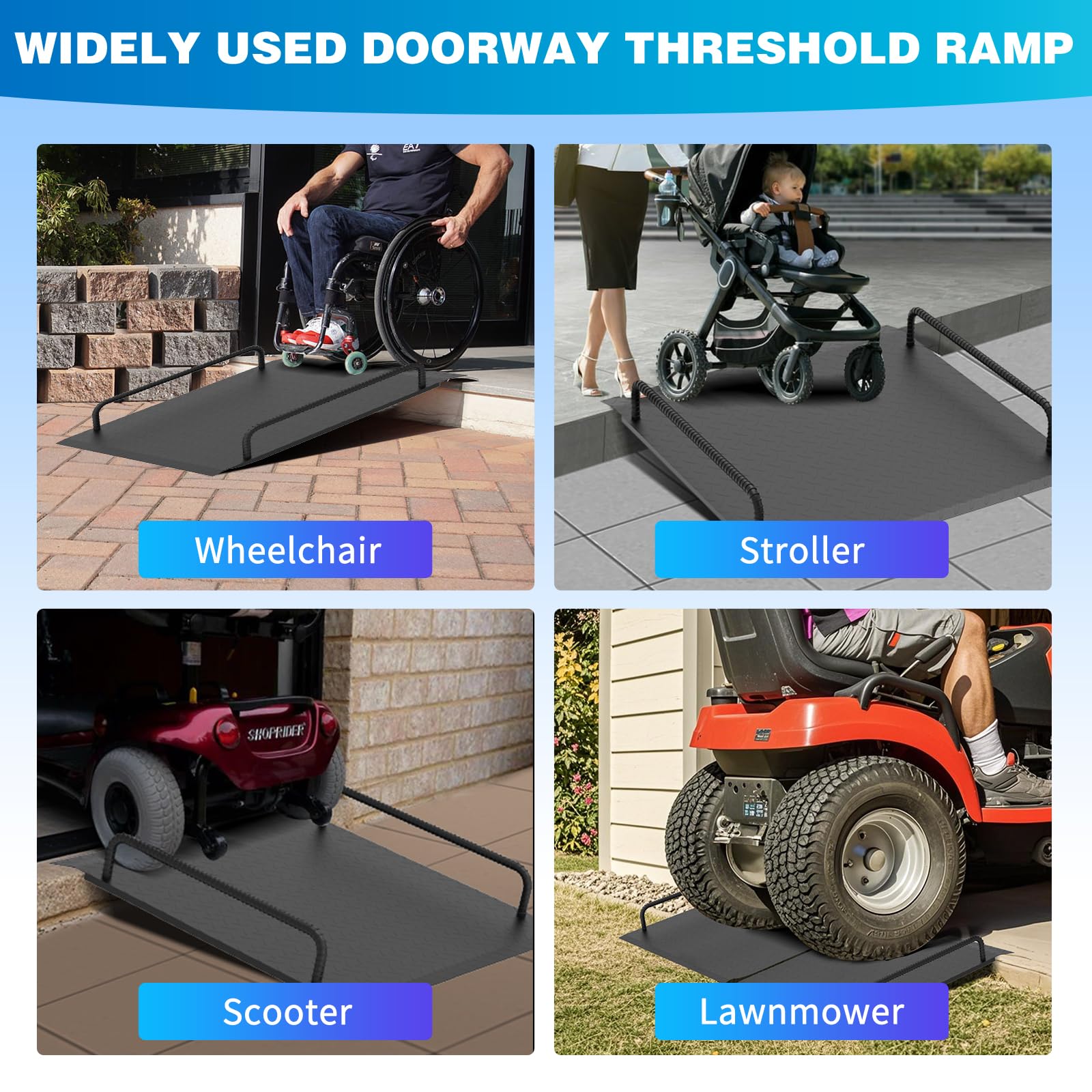 Metal Door Ramp with Handles - Easy Threshold Access -7