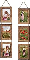 Rustic 4x6 Collage Picture Frames Set of 2 - Wooden Real Glass 3-Opening Vertical Hanging Photo Frames, Brown Farmhouse Decor
