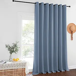 NICETOWN Stone Blue Blackout Curtains for Bedroom/Living Room 132 Inch Length - Thermal Insulated Room Darkening Grommet Top Window Curtains (100 by 132 - Inch, 1 Panel)
