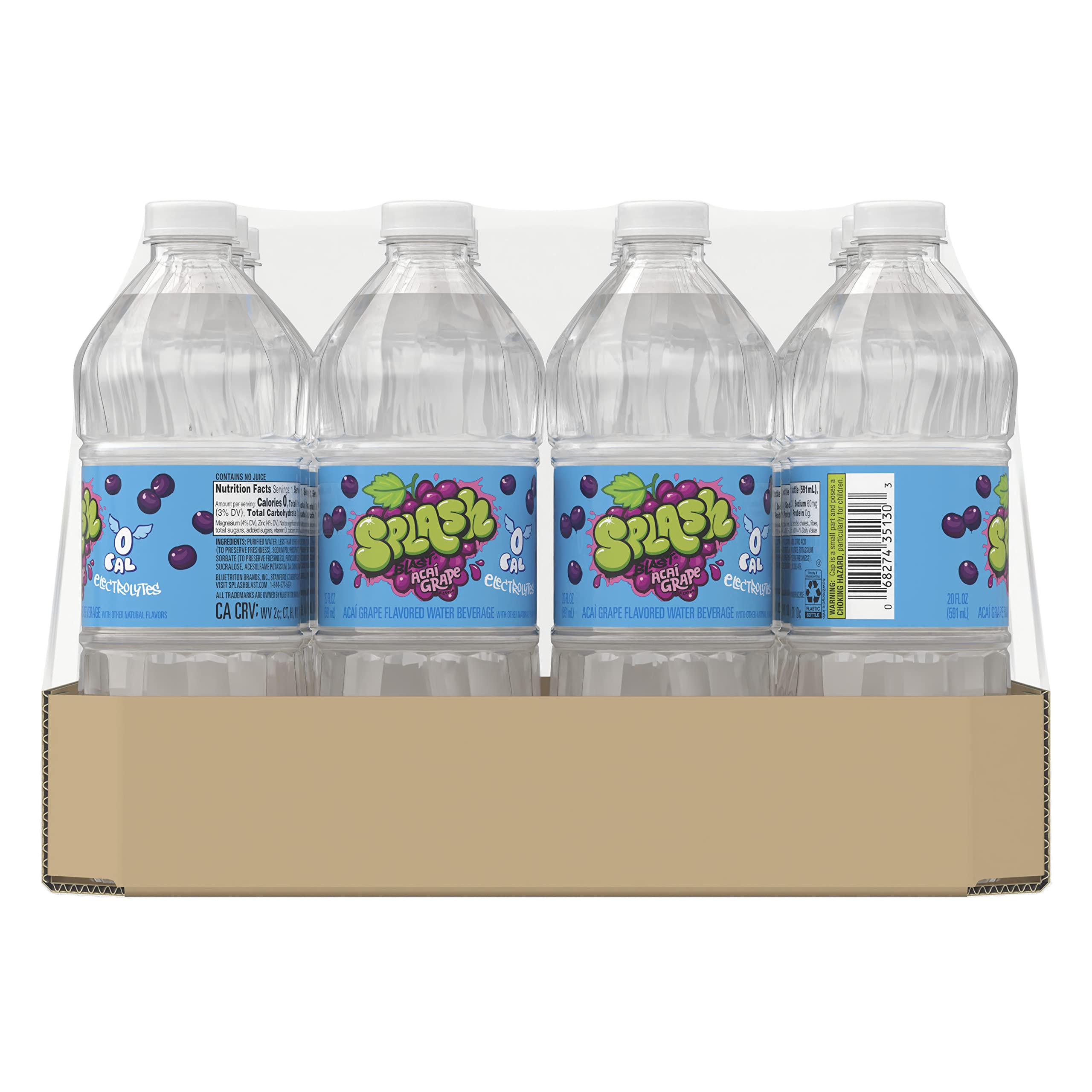 Splash Blast, Acai Grape Flavored Water, Zero Sugar