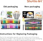 Shuttle Art 48 Ensemble de peinture acrylique, 30 Couleurs Peinture acrylique36ml) avec 10 Brosses 5 Toile 1 Couteau de peinture 1 Palette 1 Éponge, Ensemble complet pour les enfants, Adultes Peinture sur Toile Rocks Wood Ceramic