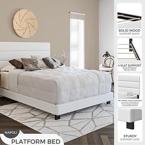 Miniatura 71 de Boyd Sleep Milan - Marco de cama de lino negro con plataforma totalmente tapizada con cabecero ajustable, base o somier calificado para su uso Negro