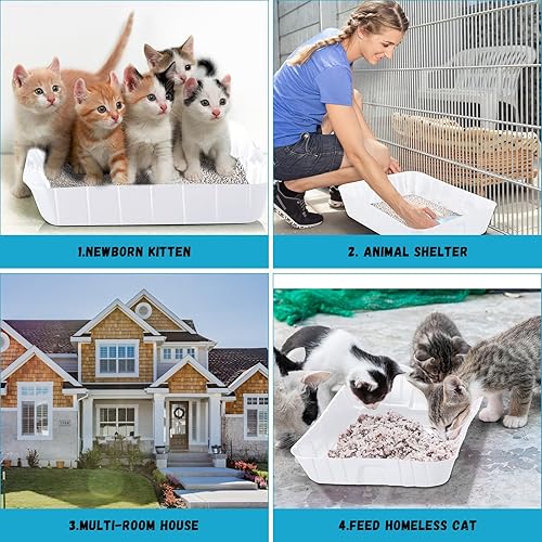Miniatura 11 de 50 cajas de arena desechables para gatos, caja de arena pequeña para gatitos, bandeja de arena para mascotas, cajas de arena de plástico para gatos