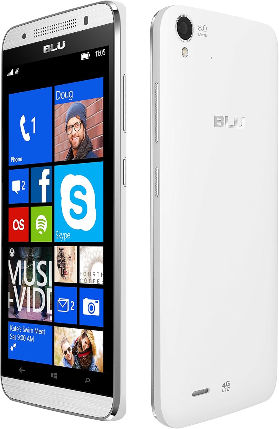 BLU WIN HD LTE - 5.0" Windows Smartphone -GSM Unlocked - White