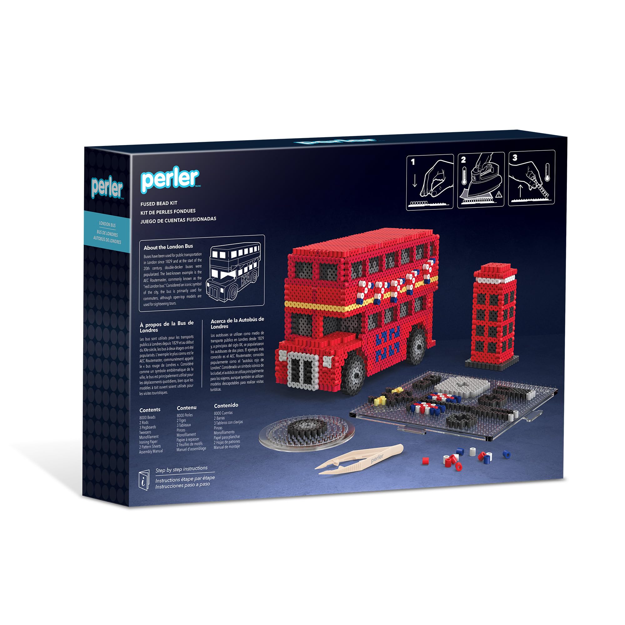 Perler Kit Bus Londonien 3D 8011 Pièces – Activité Créative Perles à Repasser Iconique