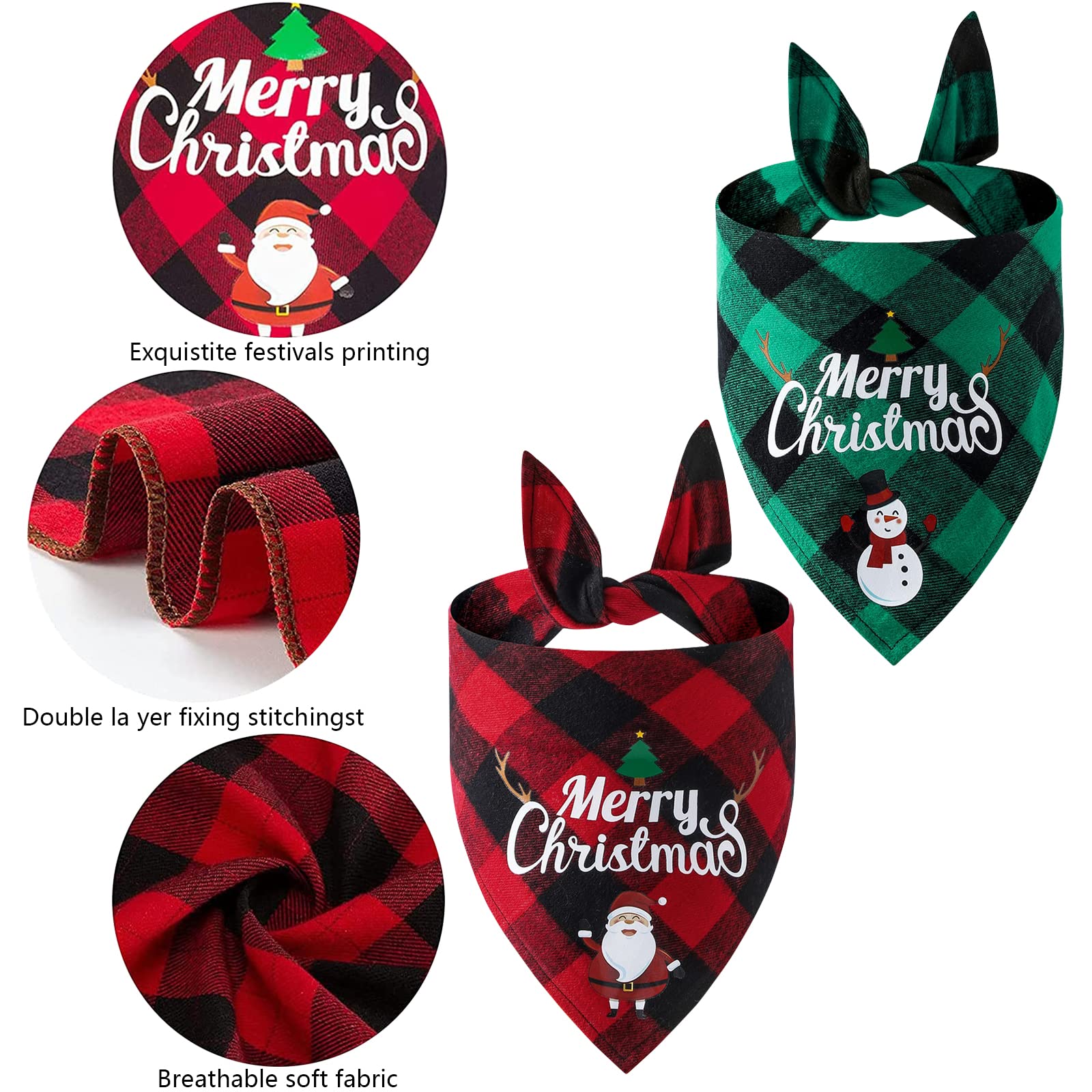 Hundehalstuch Weihnachten - 2 Stück Weihnachts Bandanas Für Hunde