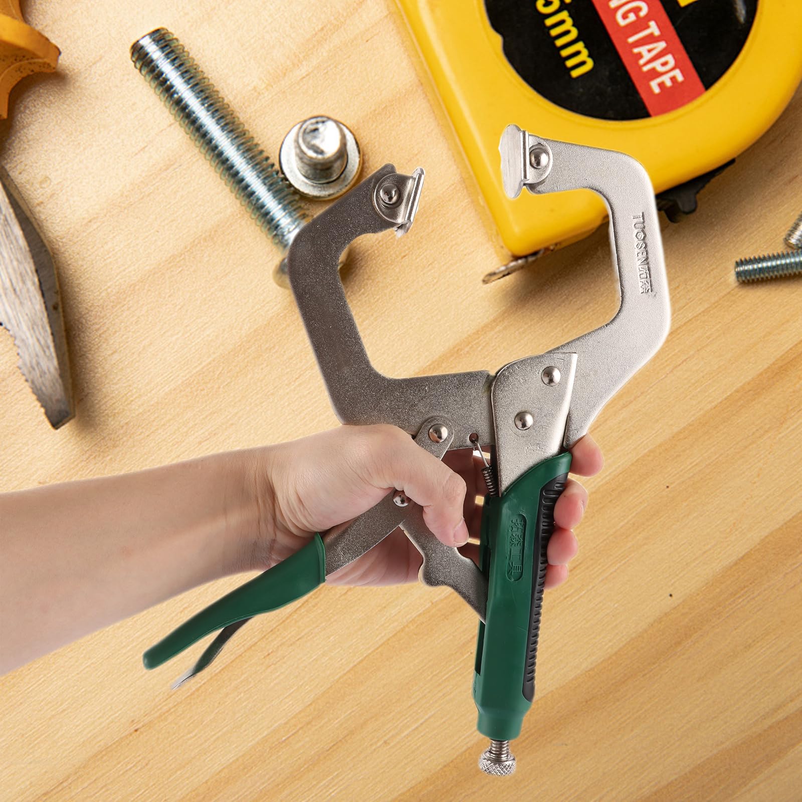 Lot de 2 pinces en C de 28 cm - Serre-joints en C - Pince à serrage rapide - Étau lourd - Avec vis réglables et coussinets pivotants - Pour le travail du bois et les soudeurs