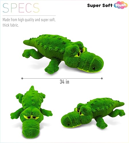 Miniatura 3 de DolliBu - Almohada de peluche de cocodrilo tamaño  Almohada súper suave de animales para niños, acogedora siesta, almohada de suelo para niños y