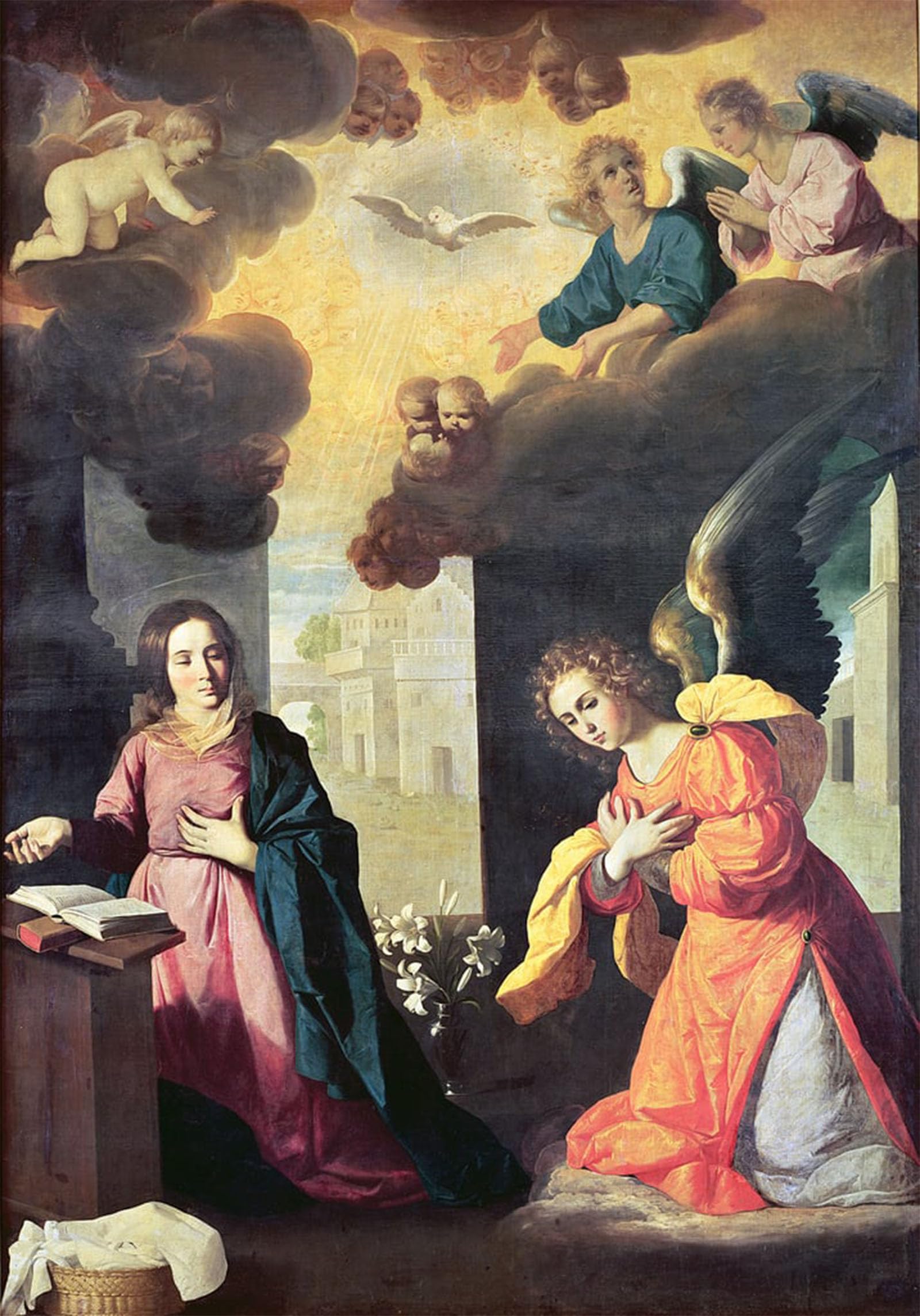 POSTERIIk Famous Modern Artwork Art Mural the Annunciation by Francisco De Zurbaran Oil Paintings Pictures for Home Decor 60x90cm