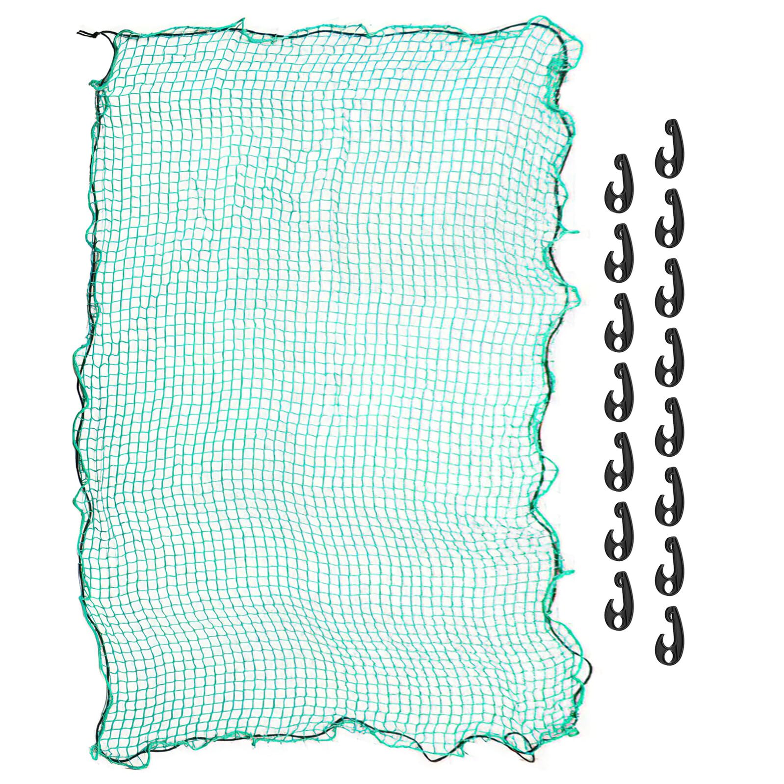 Rete per Cassone Camion in Nylon Resistente all'Abrasione e Strappi con Elastici e 15 Ganci per Copertura Carichi per Campeggio e Traslochi