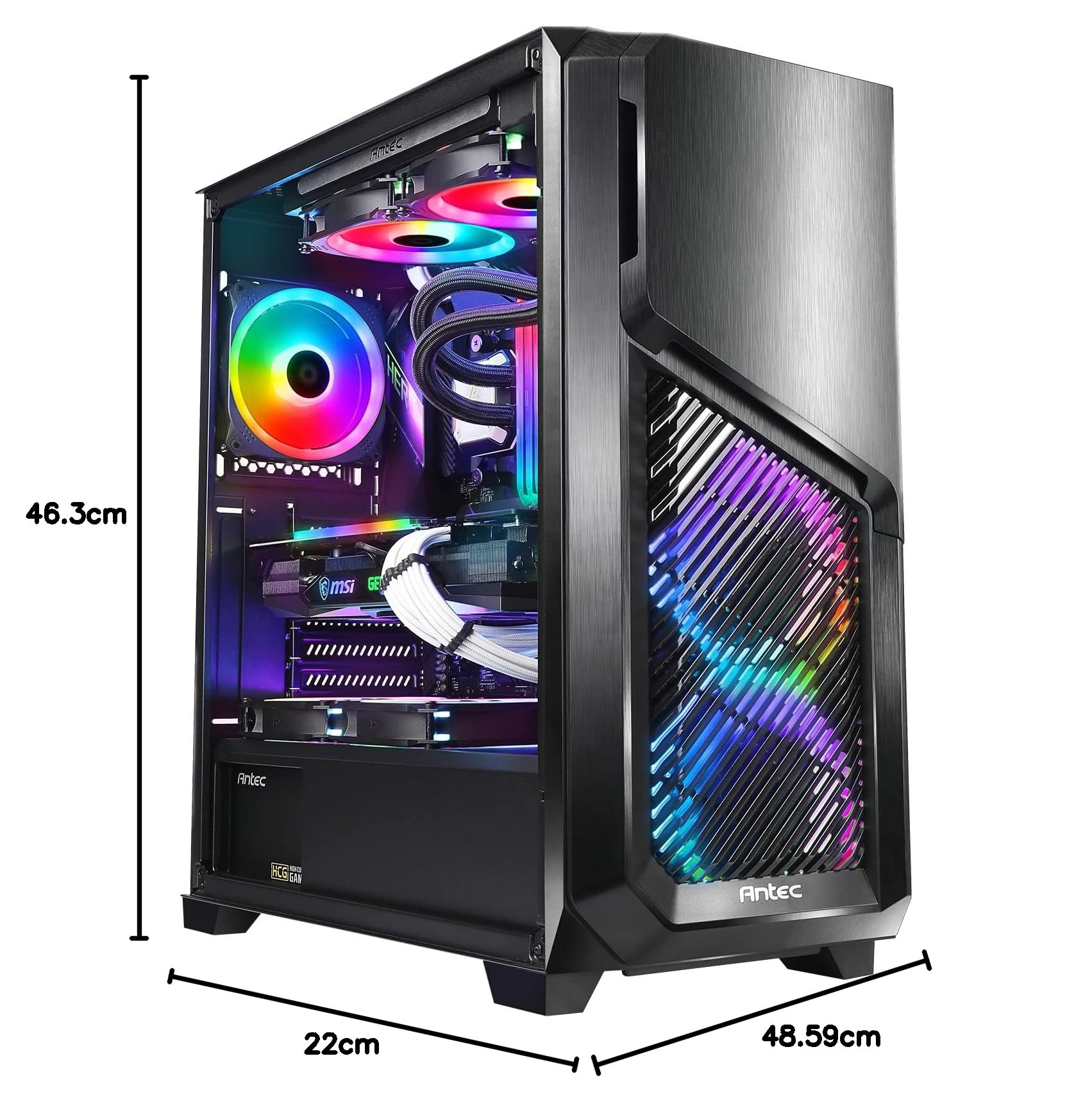 Amazon | Antec、ARGBファン3基、強化ガラスパネル搭載冷却型ミドル