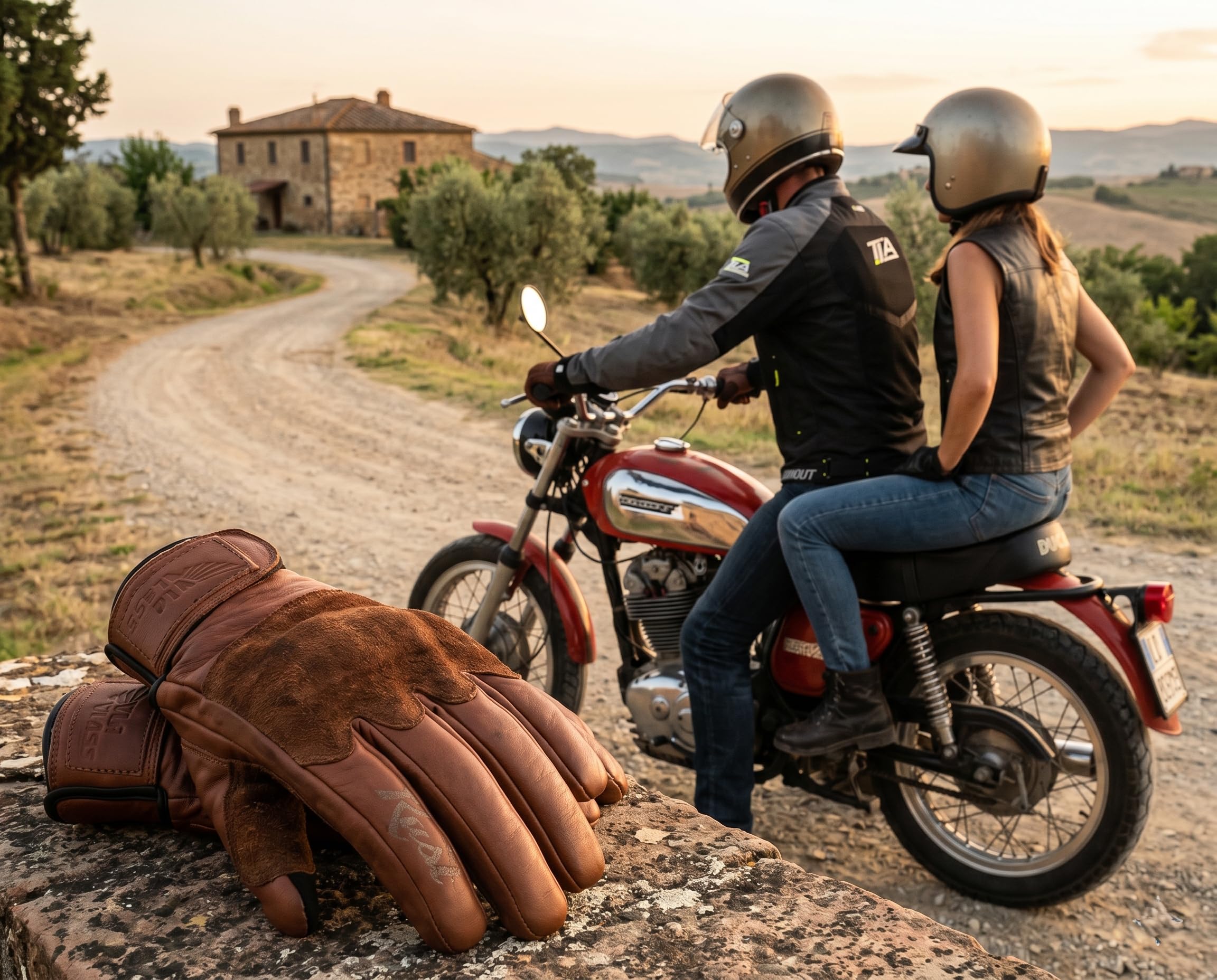 TLA Rust Gants de Moto Vintage en Cuir, Protections des articulations, homologuées CE, 2XS à 4XL pour Hommes et Femmes, pour cafè Racer, Scooter, écrans tactiles, Protection Contre Les Chocs élevés.