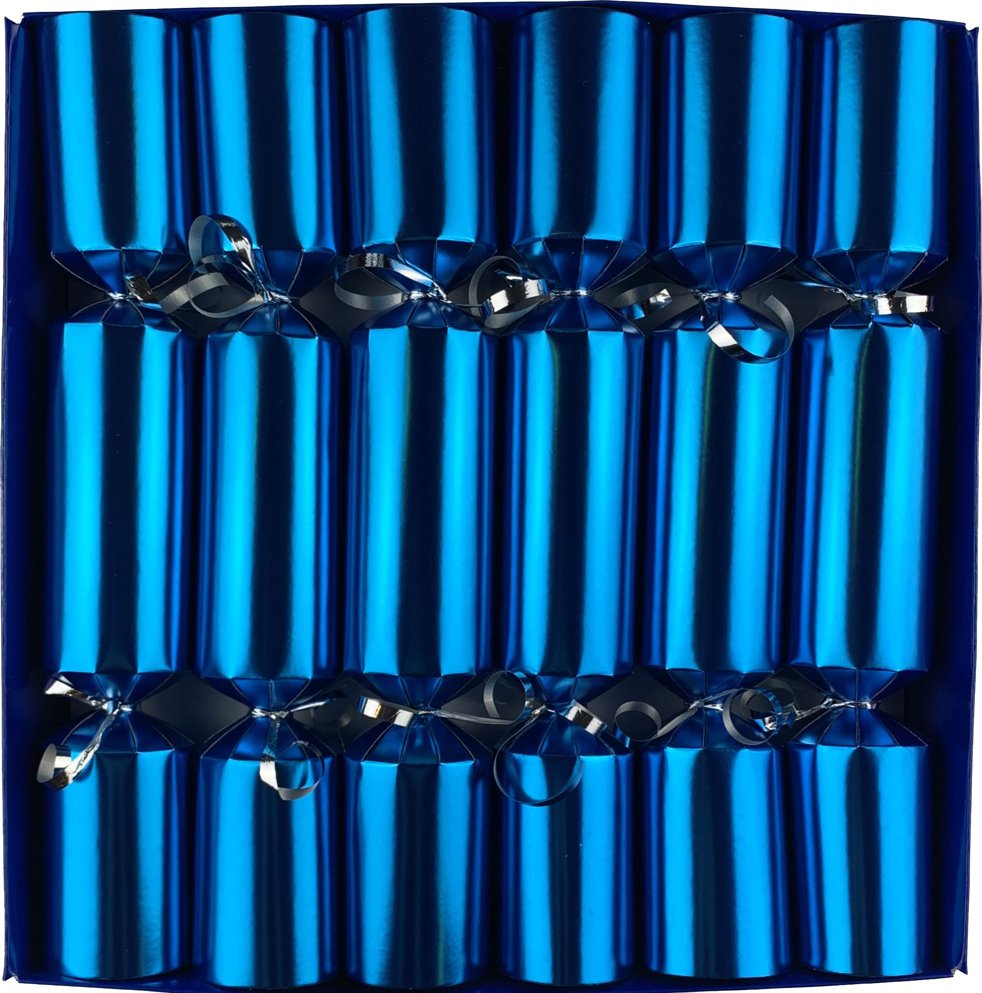 Crackers Ltd Blue Fill Your Own Box Of 12 Christmas With Silver Trim And Tags