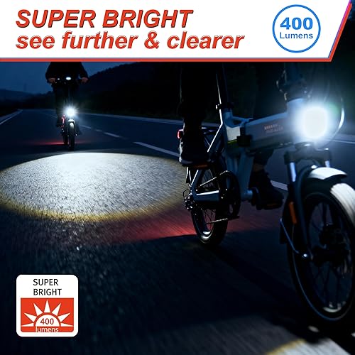 Miniatura 5 de Faro eléctrico para bicicleta, 4 piezas LED de 400 lúmenes, compatible con 24 V, 36 V, 48 V, conector impermeable de 2 pines, luz delantera de