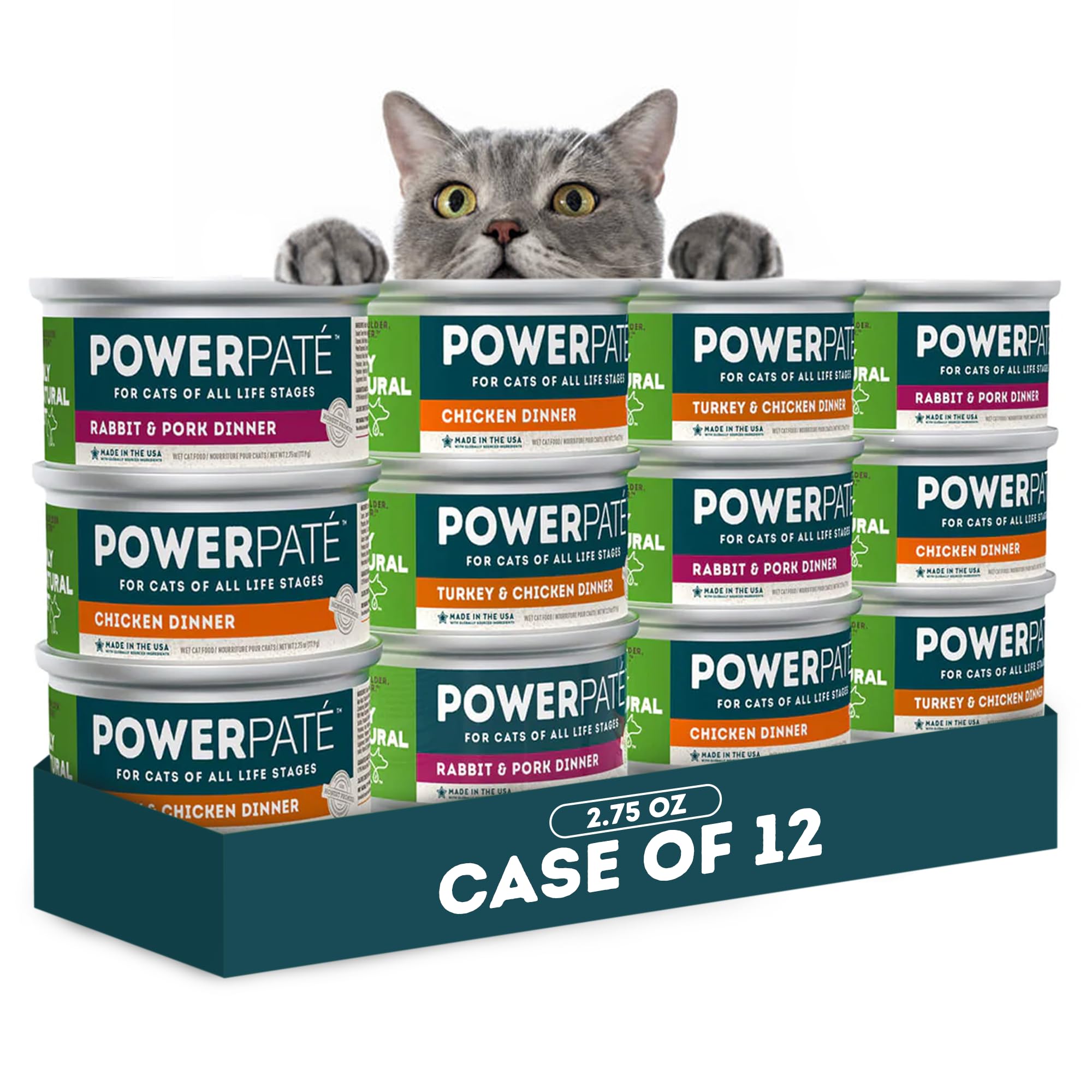 Only Natural Pet PowerPate Grain-Free Wet Cat Food - High Protein, Limited Ingredient Pate for Wellness (Chicken & Turkey, Rabbit & Pork, Chicken