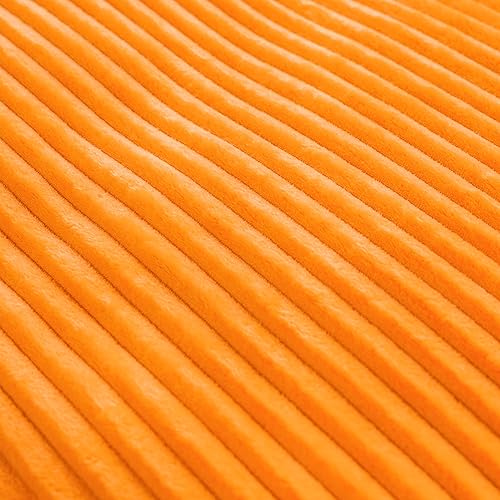 Miniatura 8 de Vessia - Manta de franela y vellón tamaño King (108x90 pulgadas), 300GSM, manta naranja a rayas para adultos, súper suave, cálida, acogedora,