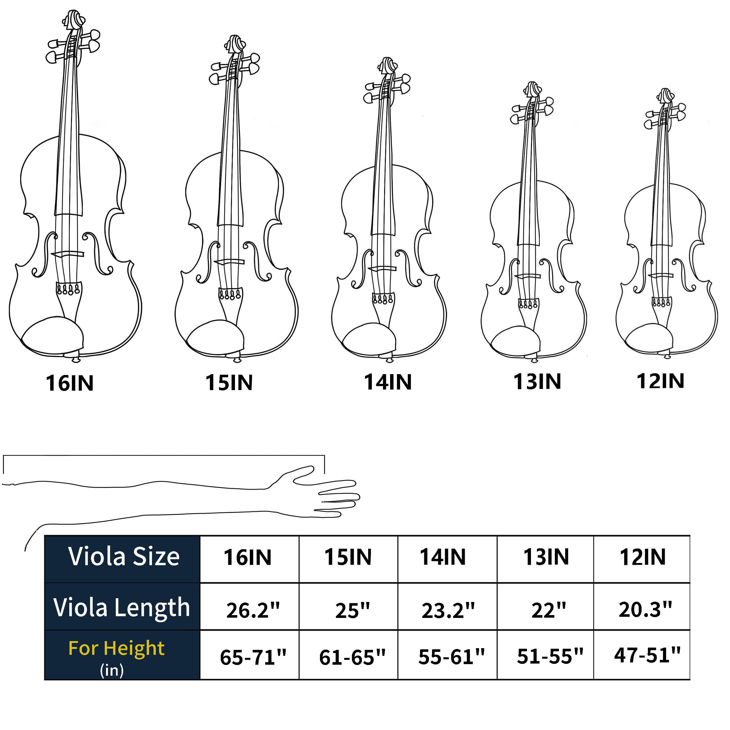 Mendini acústica Viola 40,64 cm MA250 - barniz