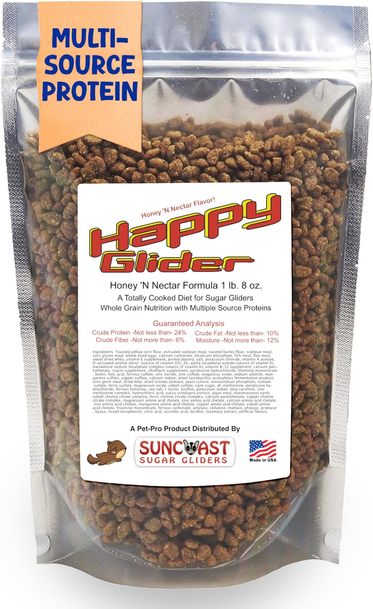 Happy Glider 1 lb 8 oz Bag of Nutrient Dense Premium Sugar Glider Food. Honey 'N Nectar