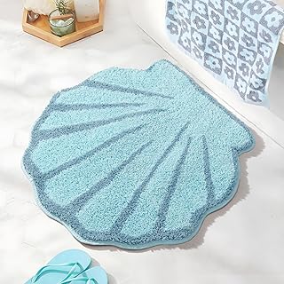 Seashell Bathroom Rugs and Mat Cute Beach Bath Mat for Cartoon Sea Bathr...
