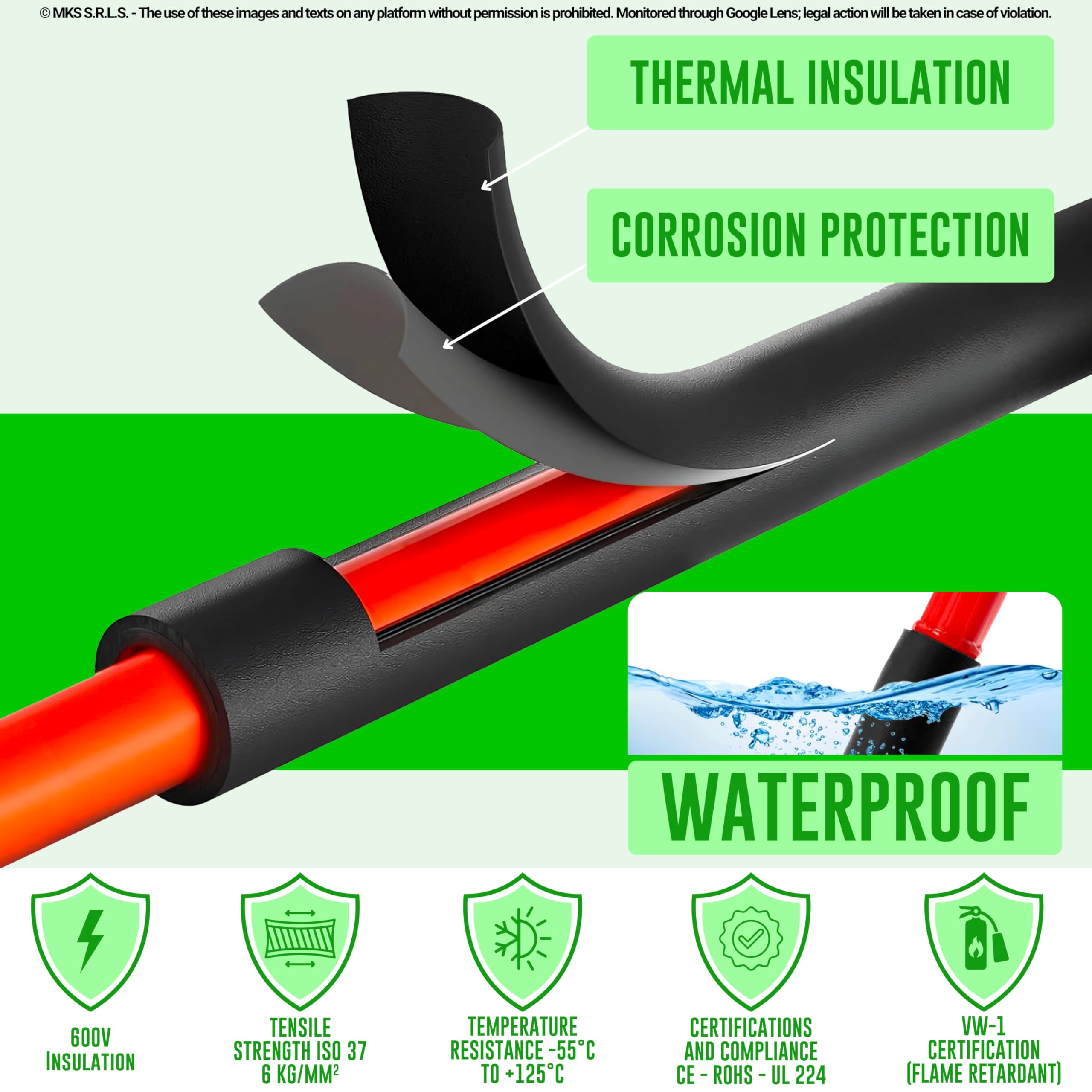 MarketConnect® Tubo Termorretráctil Ø 1,2 mm, L 150m • NEGRO • BOBINA 2:1