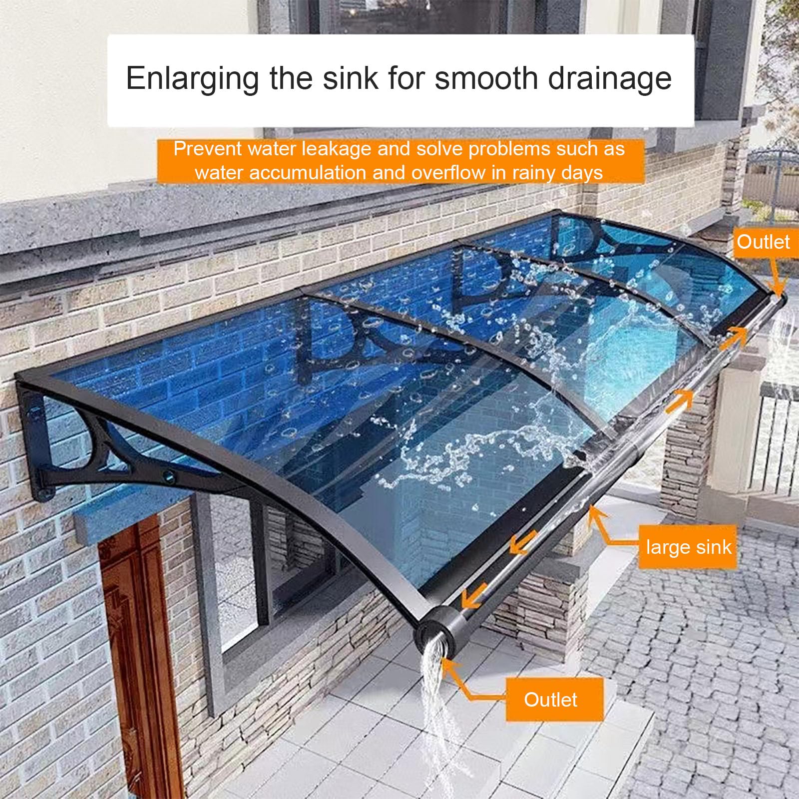 Blue Door Canopy - Copertura per tetto in policarbonato per protezione da pioggia/neve, per ingresso esterno, resistente ai raggi UV, 80 x 280 cm, per case e aziende