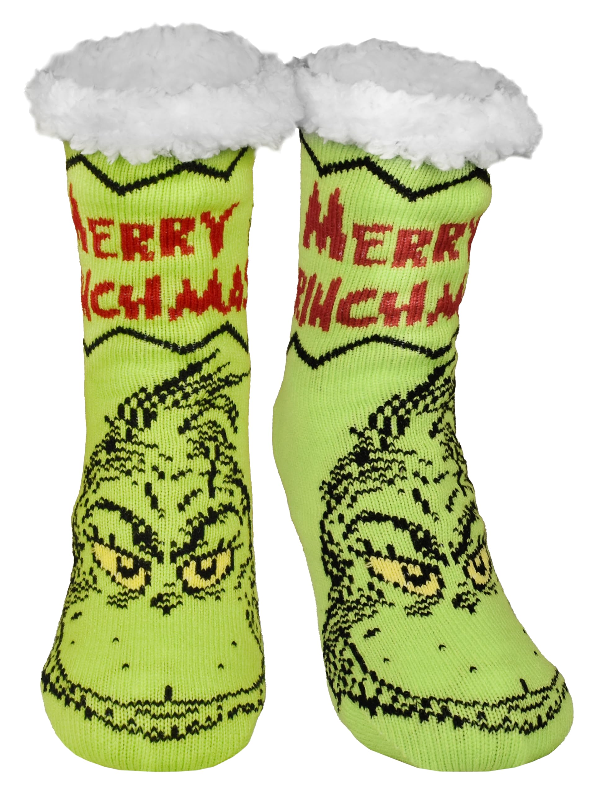 United Labels Women's Green The Grinch Cosy Socks - Merry Grinchmas House Socks For Cosy Socks Fluffy Winter Socks Warm Socks (, Eu Shoe Size System, Adults, Numerical (From/To), M, 35, 38)