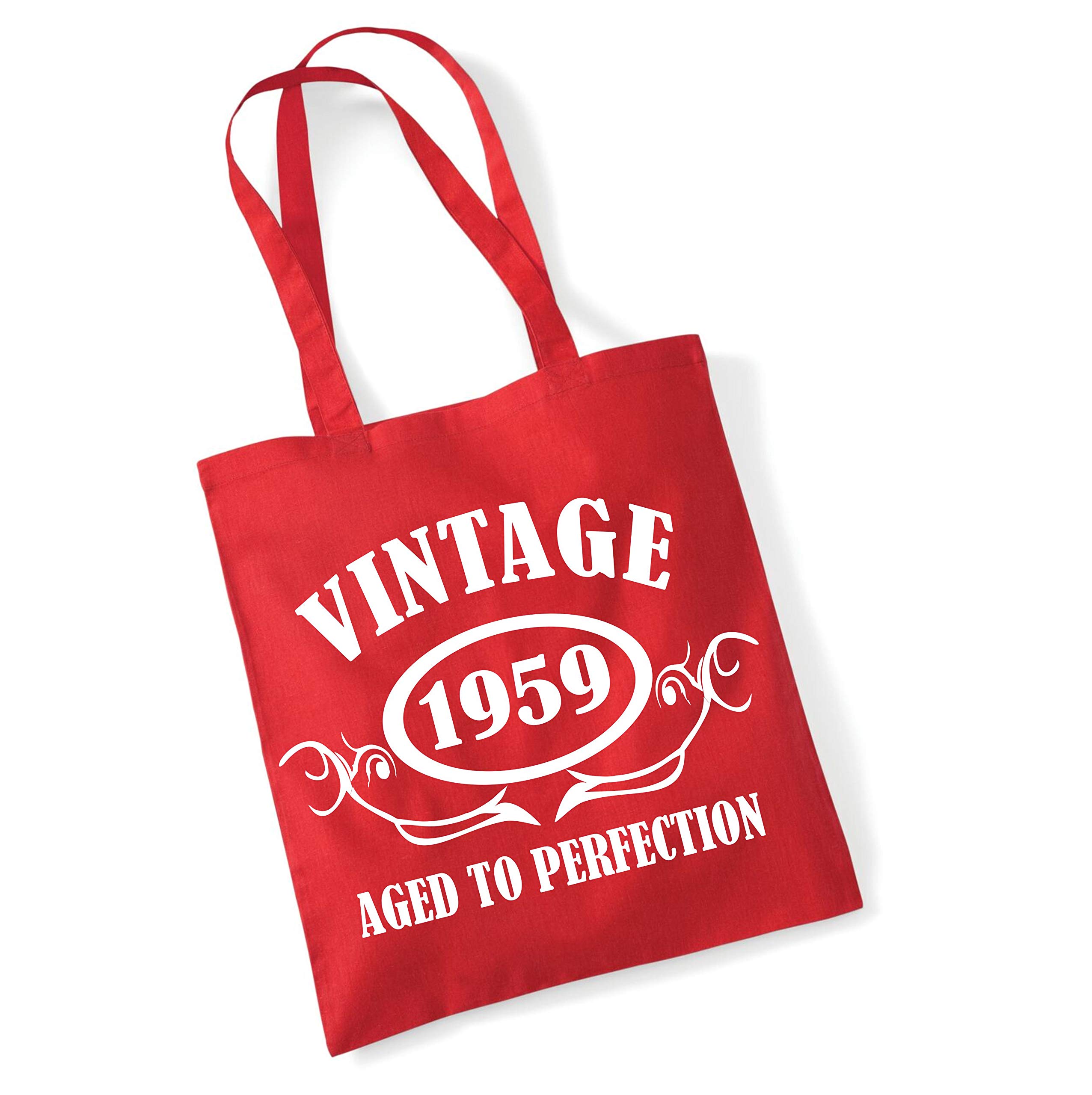 Edward Sinclair Unisex Red Vintage 1959 Aged To Perfection ' Tote Bag With White Print