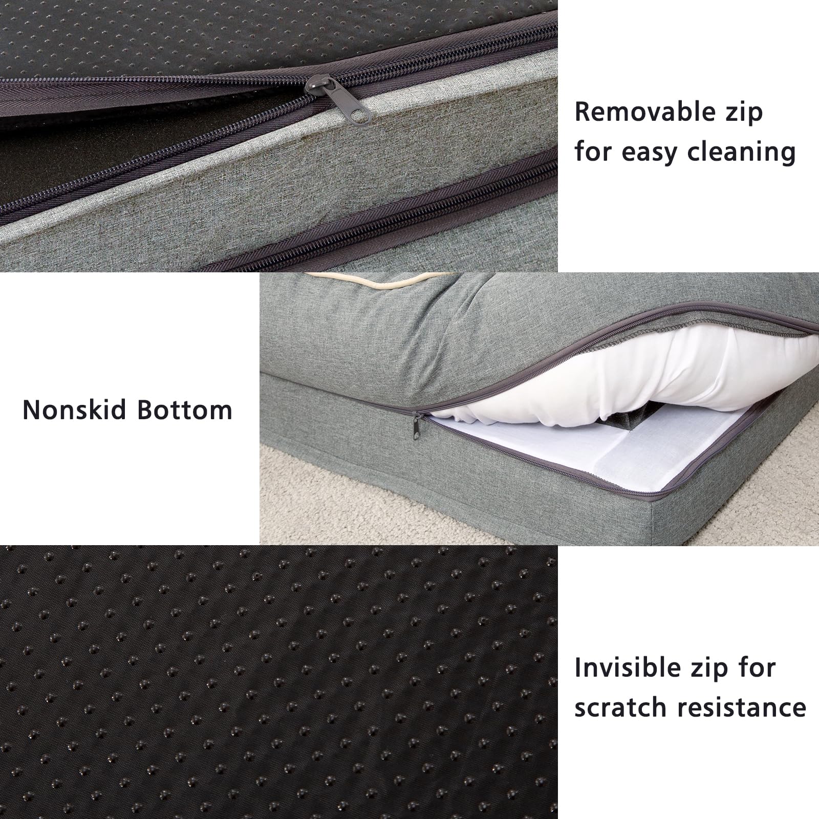 EMME Sofá cama para mascotas, cama ortopédica lavable para mascotas con funda extraíble, sofá mediano impermeable para mascotas, cojín para mascotas, alta elasticidad, seco, transpirable, dimensiones