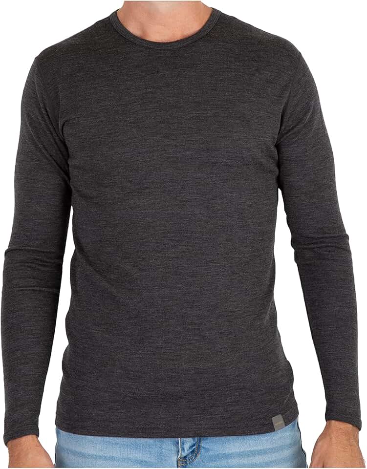 MERIWOOL Mens Base Layer 100% Merino Wool Midweight Long Sleeve