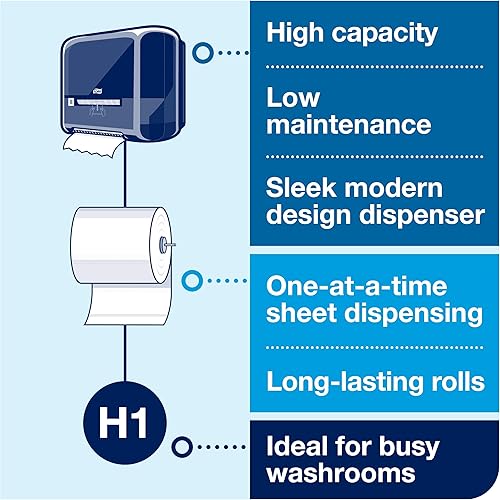 Miniatura 6 de Tork Matic 290092A - Rollo de toallas de mano, blanco con hoja gris, avanzado, H1, 100% fibra reciclada, alta absorción, capacidad media, 2 capas, 6