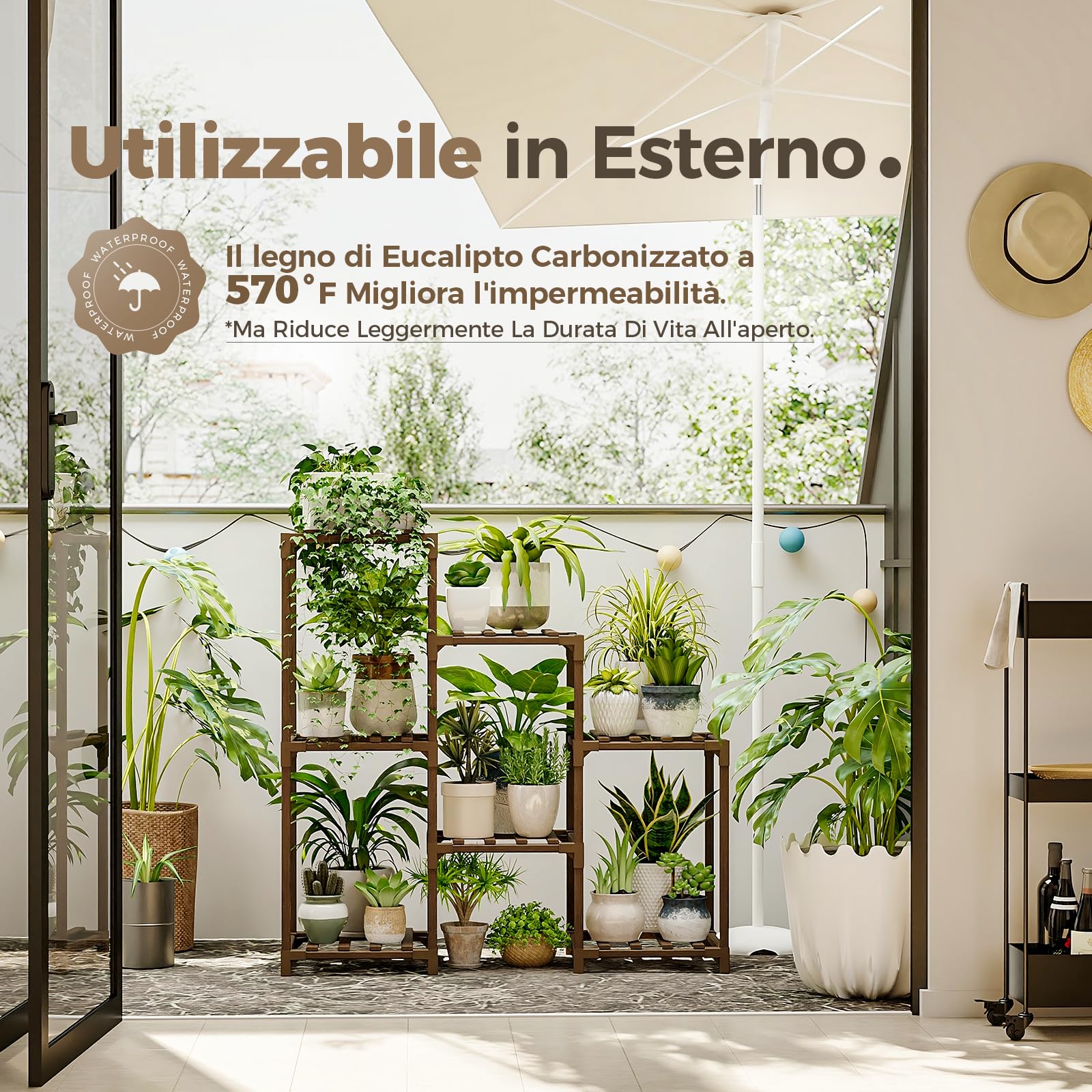 BACEKOLL Porta Piante Da Interno - 6 Livelli Supporti Piante, Plant Stands Per Fioriere, Sgabello Per Pianta, 160cm Supporto Per Vasi, Mensole Indoor Angolo Soggiorno (Pianta Non Inclusi) 2 Pezzi