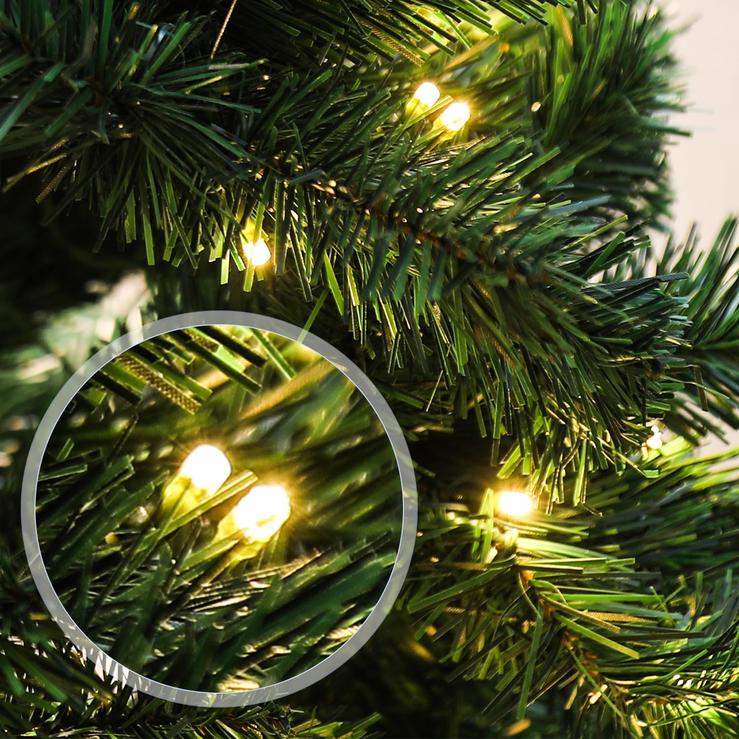 Randaco Árbol de Navidad Artificial con iluminación, 180 cm, 860 Puntas con despliegue automático, de PVC, 250 ledes, luz Blanca cálida, Incluye Soporte de Metal, difícilmente inflamable