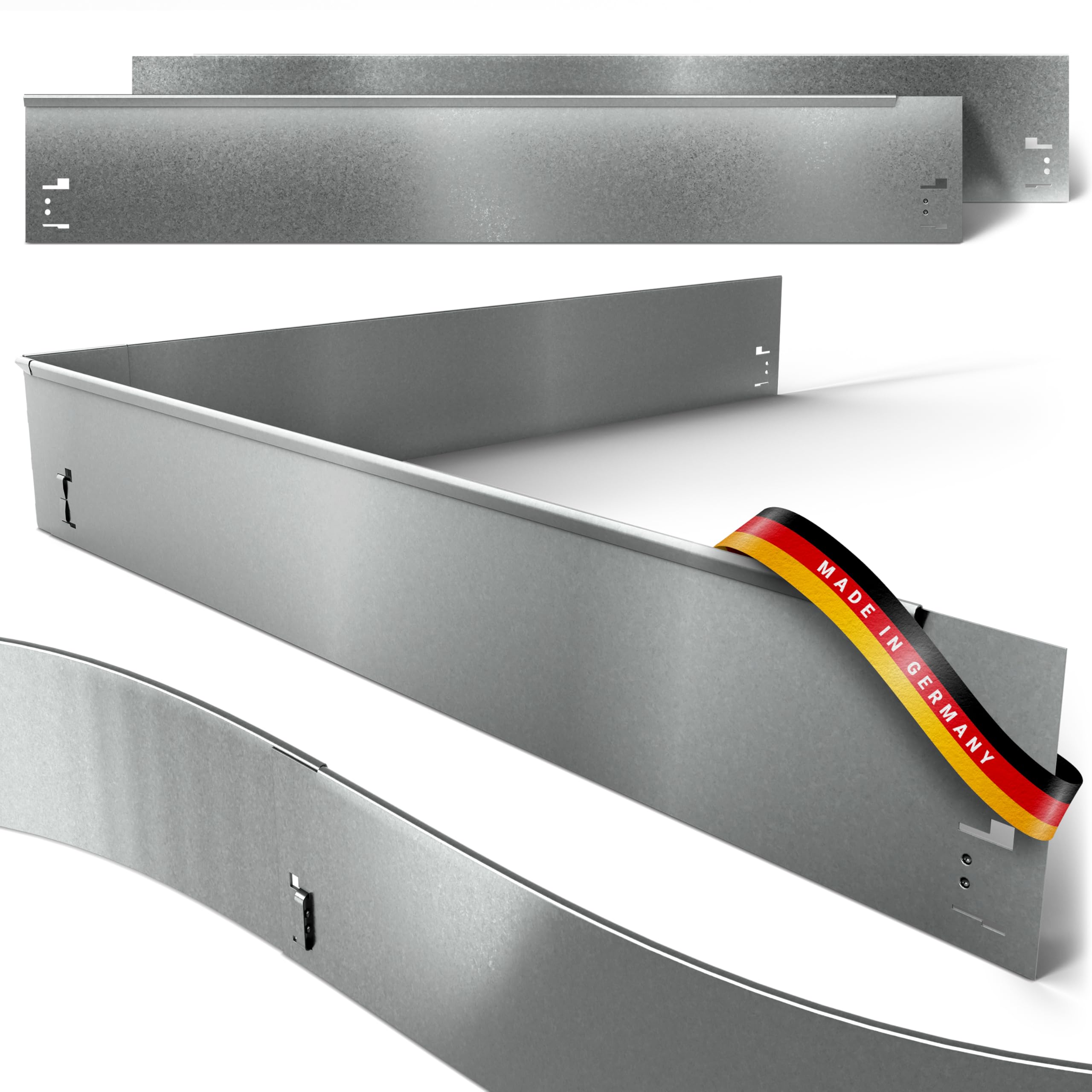 Rasenkante Metall –11,4m Verlegelänge Garten Beeteinfassung 13,5cm hoch - Stabile Beetbegrenzung Metall feuerverzinkt -10er Set Metall Rasenkante je 1,2m Länge -Verformbar & Ultraleicht, verz.