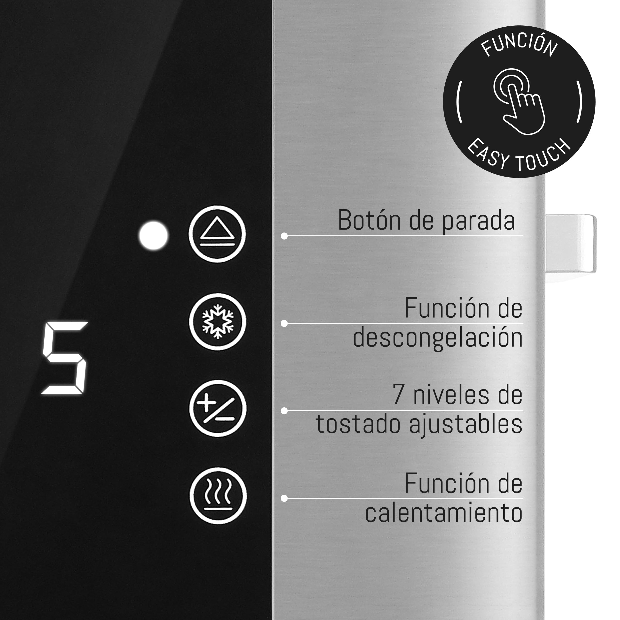 LEBENLANG 1400 W Tostadora pan ranura ancha acero inoxidable 4 rebanadas | Pantalla LED táctil & 7 Modos I Torradeira tostador de pan toaster tostadora inteligente tostadoras torradeira