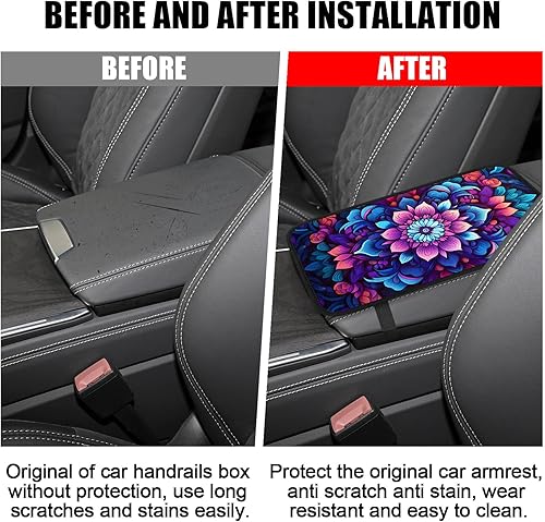 Miniatura 5 de xbrtaia Funda para reposabrazos de consola central, reposabrazos de mandala, 7.5 x 12.6 pulgadas, bonita almohadilla de caja de reposabrazos