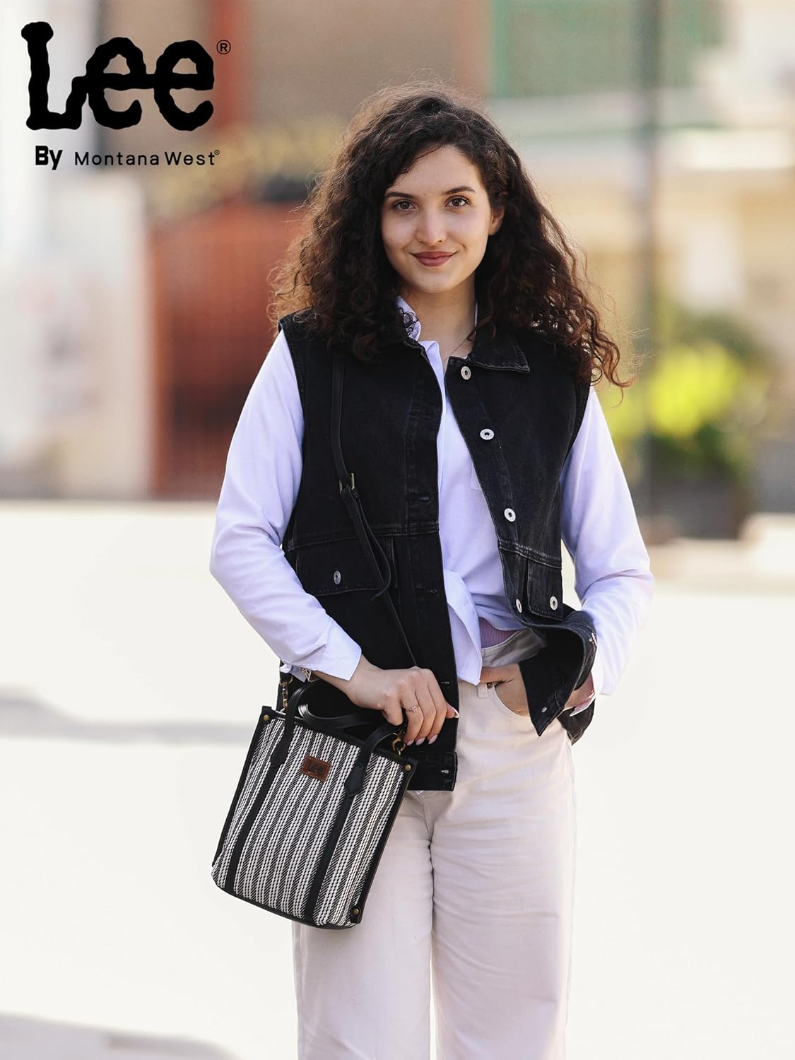 Montana West x Lee Small Tote Bag for Women Work, Stripe Crossbody Bag Top-handle Handbags - Image 2