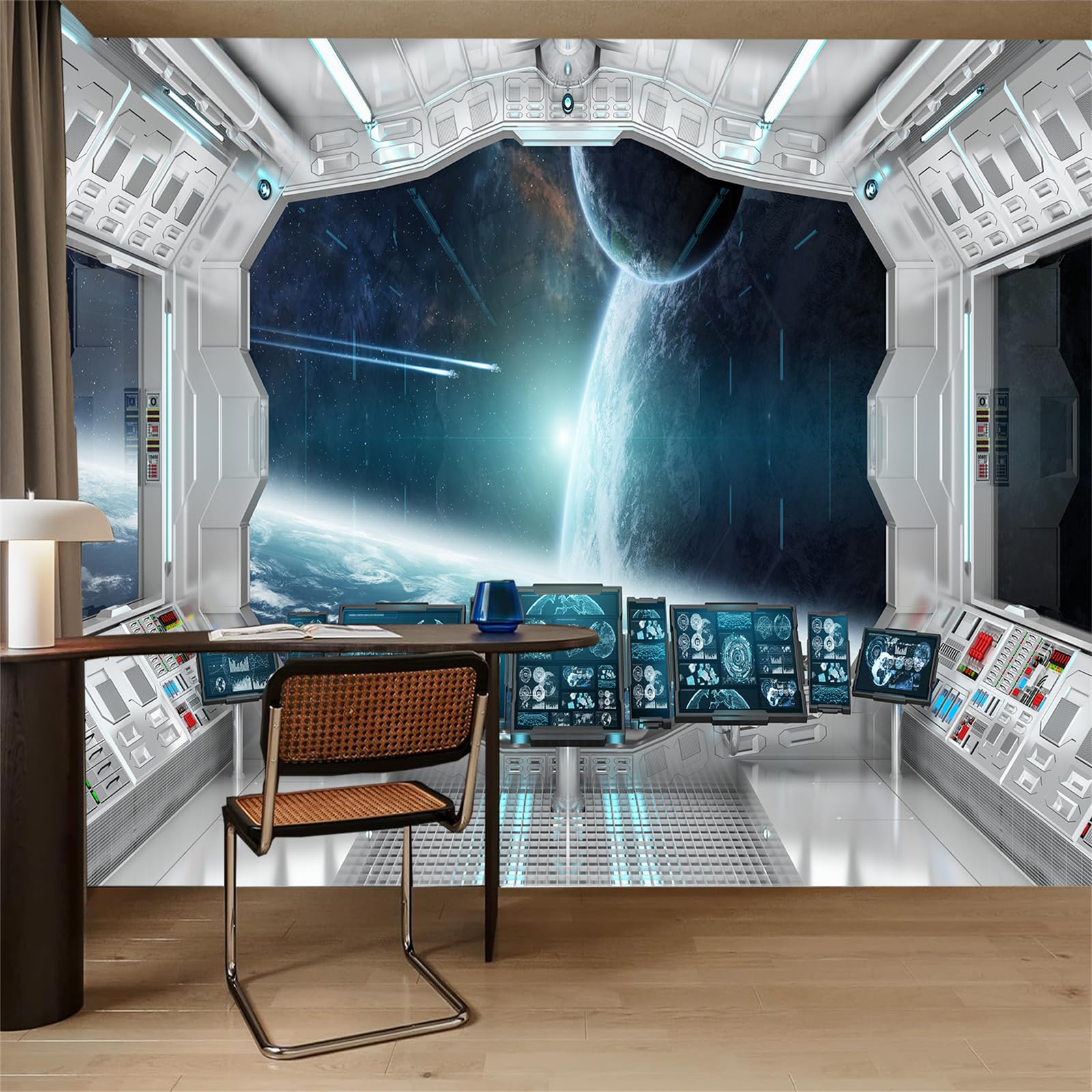 Amazon.co.jp: FLFK 3D 宇宙船 剥がして貼る壁画 118インチ x 78.7