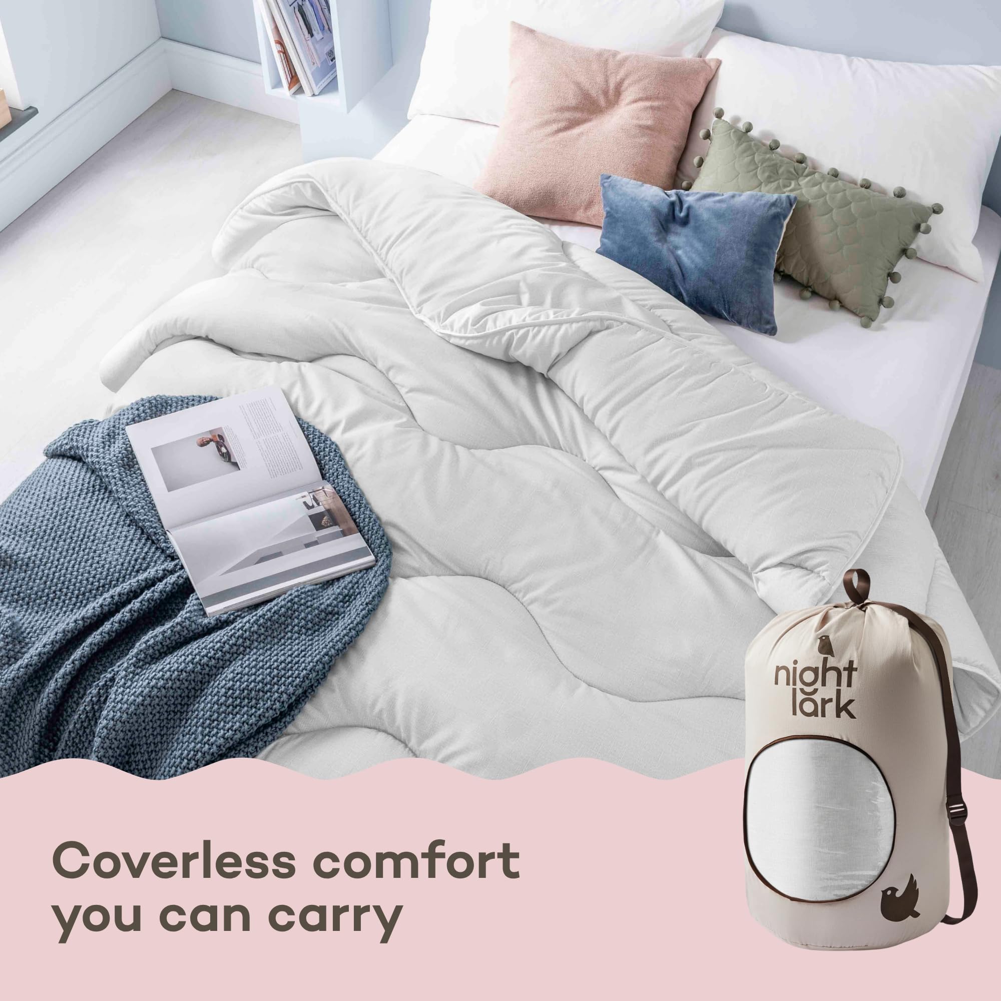 Night Lark Coverless Duvet Linen Collection, copripiumino king size da 4,5 tog con fibra Advanced Smartfil, lavabile in lavatrice, ipoallergenico – grigio nuvola per letto king size