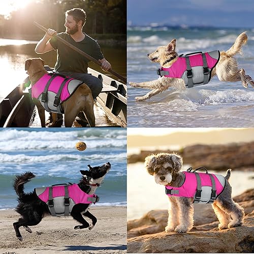 Miniatura 5 de Dogcheer Chaleco salvavidas para perro, tejido Ripstop, reflectante y ajustable, chaleco salvavidas para nadar en lancha, chaleco salvavidas para